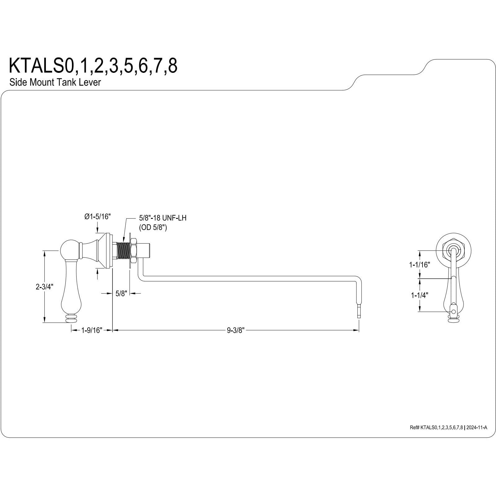 Kingston Brass Ktals5 Victorian Side Mount Toilet Tank Lever, Oil Rubbed Bronze