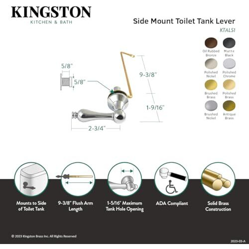 Kingston Brass Ktals5 Victorian Side Mount Toilet Tank Lever, Oil Rubbed Bronze