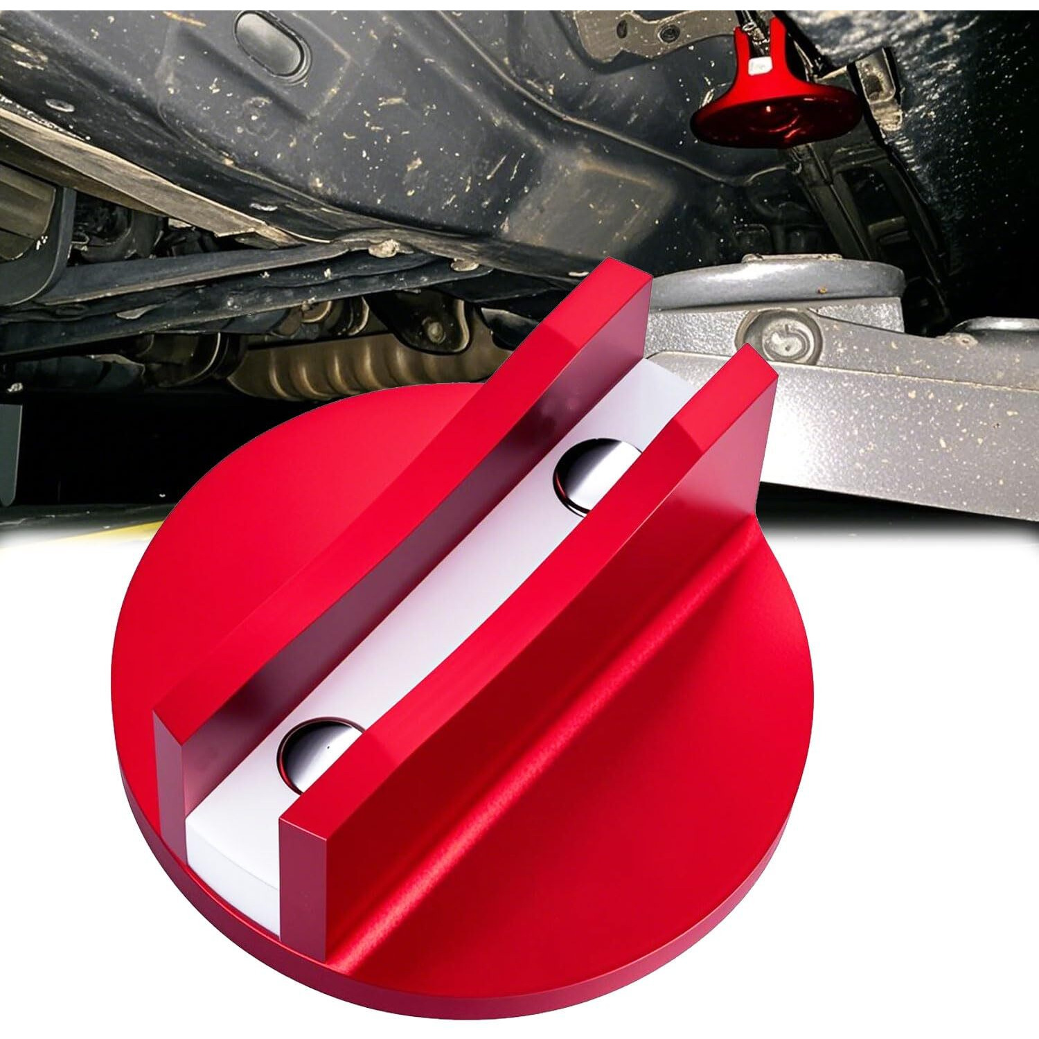 Hiopuz Pinch Weld Jack Adapter, Magnetic Frame Rail Protector For Car Jack, Prevent Slide During Changing Oil,Tire Or Repair,Mechanic Tools In Garage,Floor Jack Accessories(Red-1)