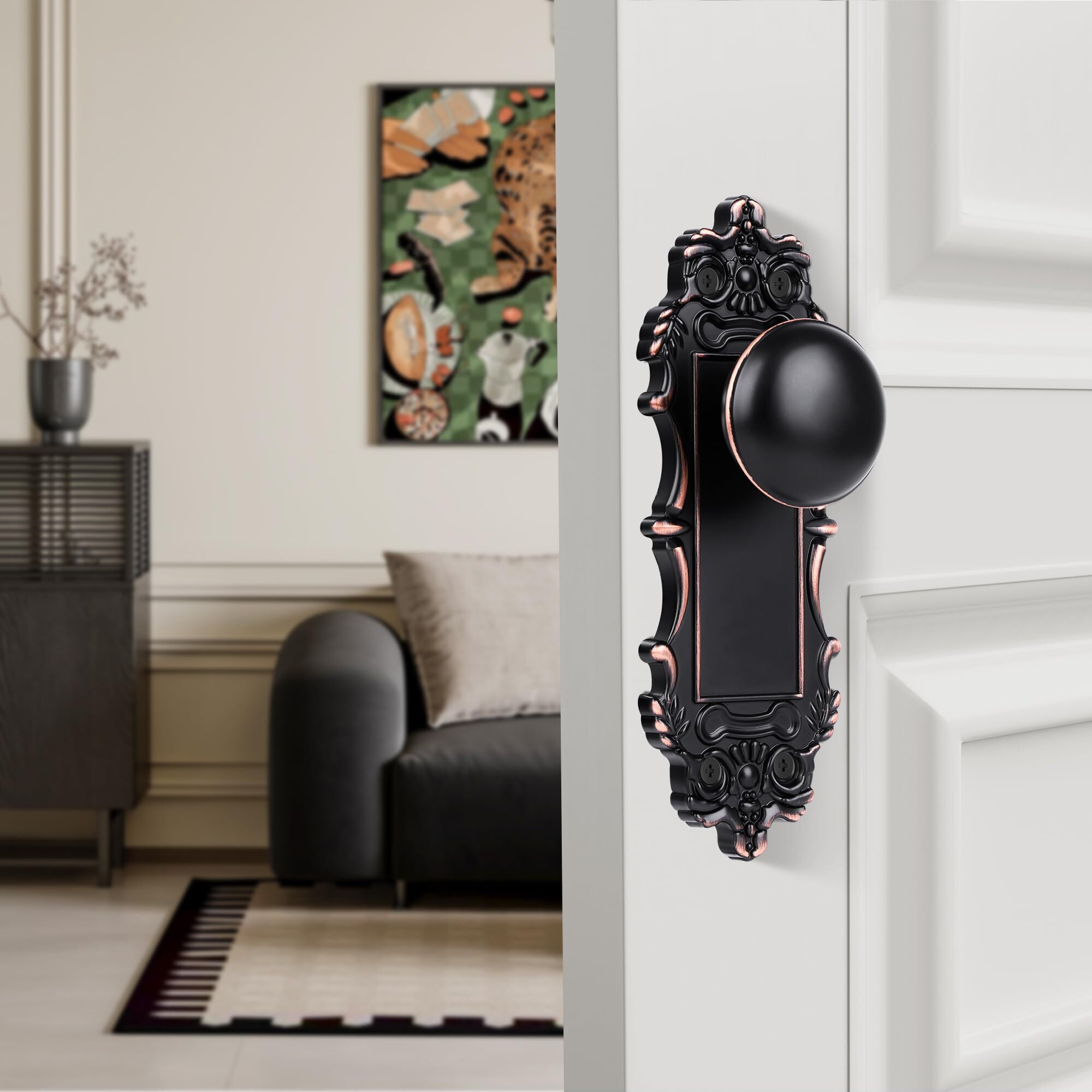 Toptotoo Dummy Door Knob Interior, Antique Old Style Door Knob Replacement For Closet Vintage Bifold Cabinet Dummy Door Handles No Lock, Oil Rubbed Bronze Finish 2 Pack