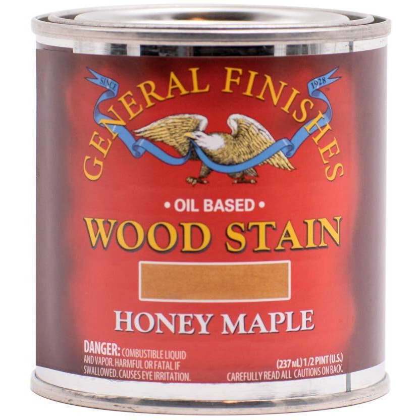 General Finishes Oil Based Penetrating Wood Stain, 1/2 Pint, Honey Maple