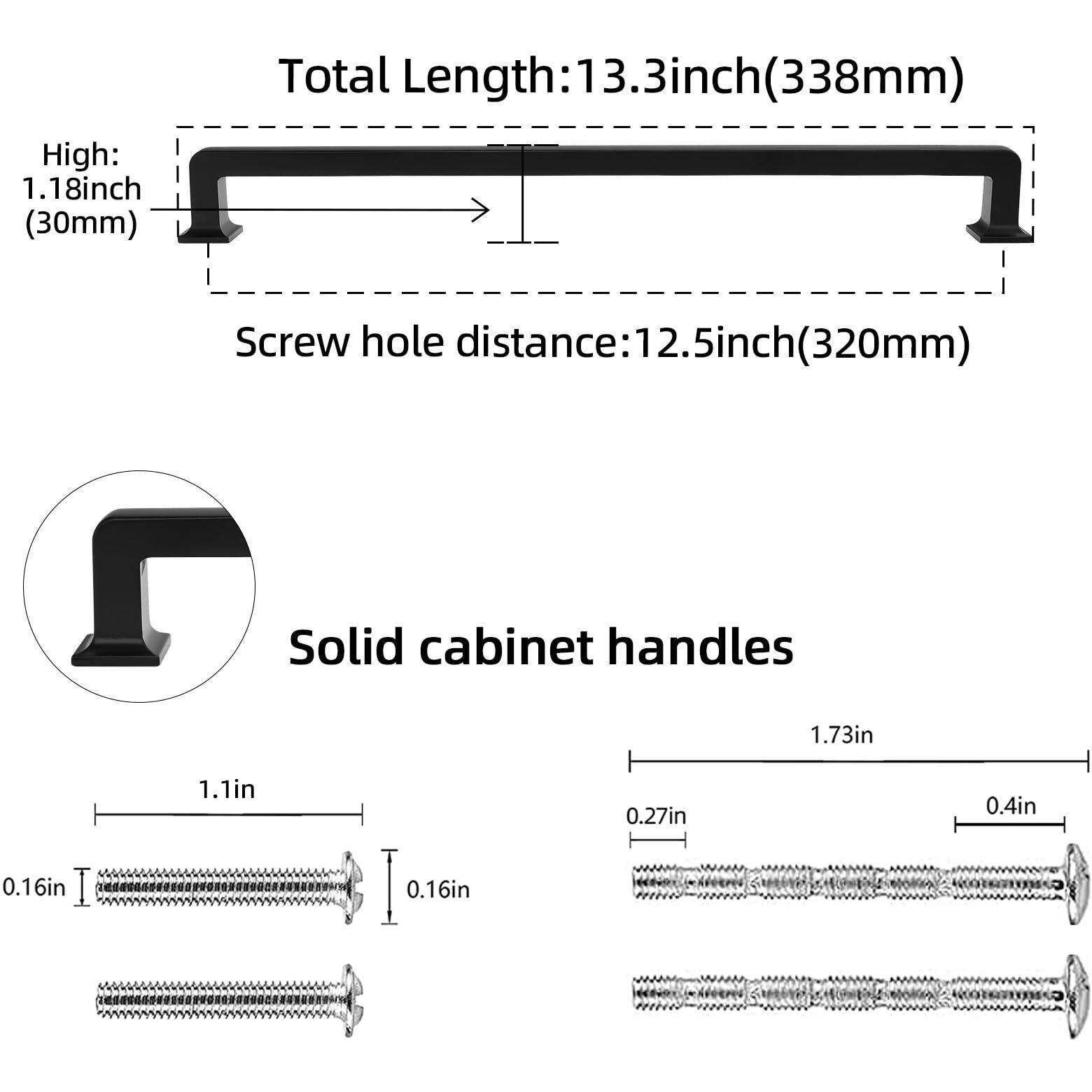 Povefonk 6 Pack 12-3/5 Inch Oil Rubbed Bronze Kitchen Cabinet Handles Cabinet Pulls Gold Drawer Pulls Kitchen Cabinet Hardware Handles Dresser Handles