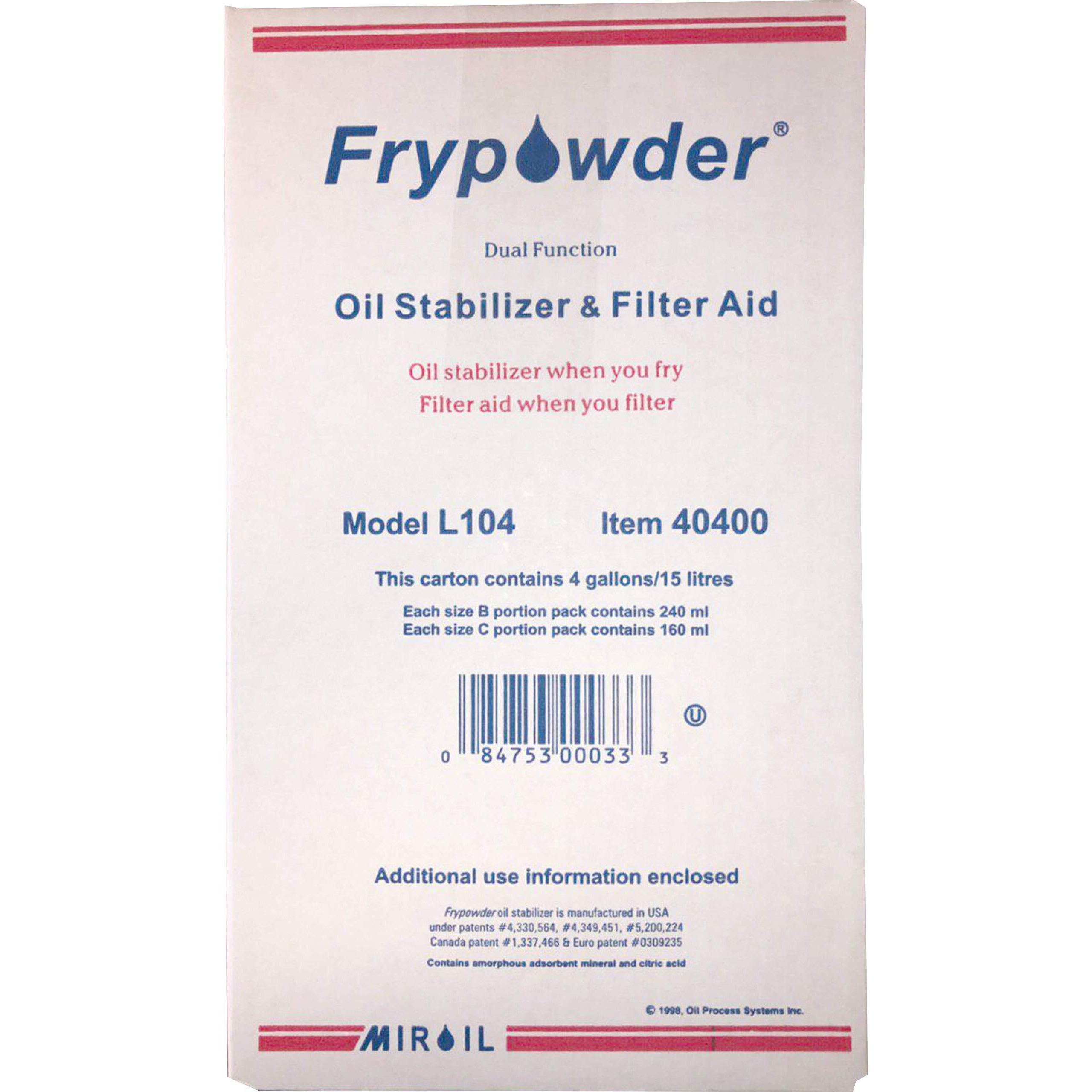 Miroil L104 Fry Powder Oil Stabilizer And Filter Aid, Remove Fryer Oil Contaminant, Deep Fryer Cooking Grease Saver, Saves & Remove Carbon Deposit, Reduce Grease Usage, Case Of 4 Gallons Of Fry Powder