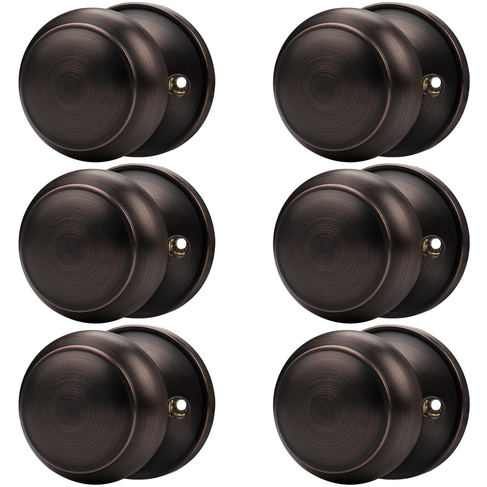 Probrico Oil Rubbed Brozne Door Knobs, Single Side Dummy Door Handles With Round Ball, Interior Door Knobs For Pantry Closet, 6 Pack