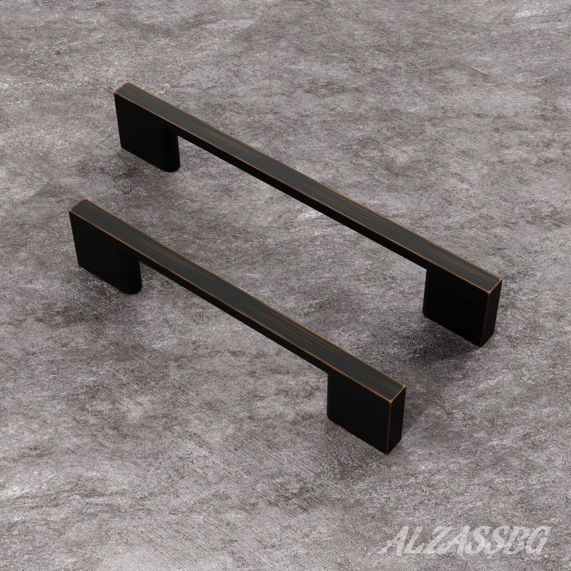Alzassbg 10 Pack Oil Rubbed Bronze Cabinet Pulls, 3 Inch(76Mm) Hole Centers Rectangle Cabinet Handles Kitchen Pulls For Cabinets Al3051Orb