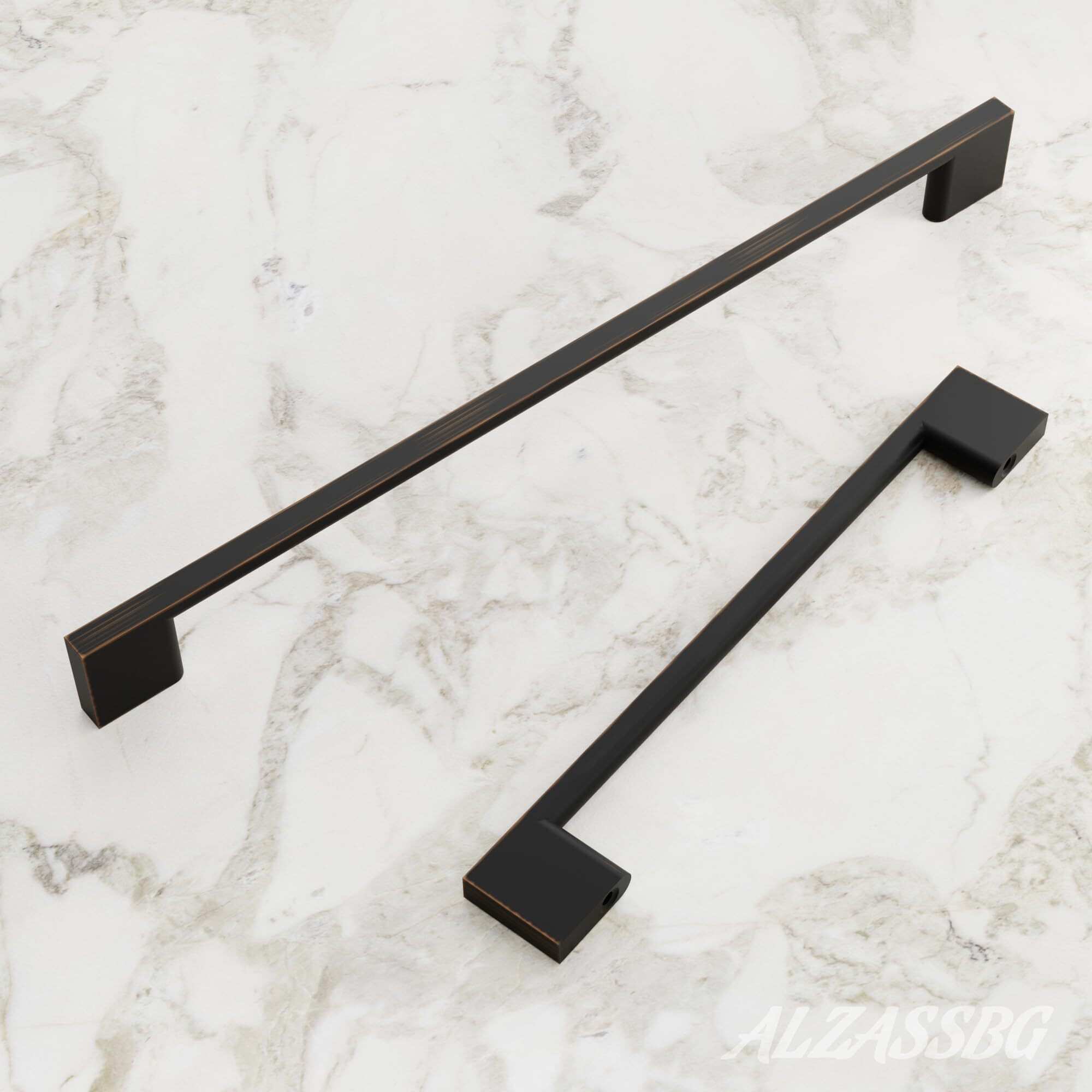 Alzassbg 10 Pack Oil Rubbed Bronze Cabinet Pulls, 3 Inch(76Mm) Hole Centers Rectangle Cabinet Handles Kitchen Pulls For Cabinets Al3051Orb