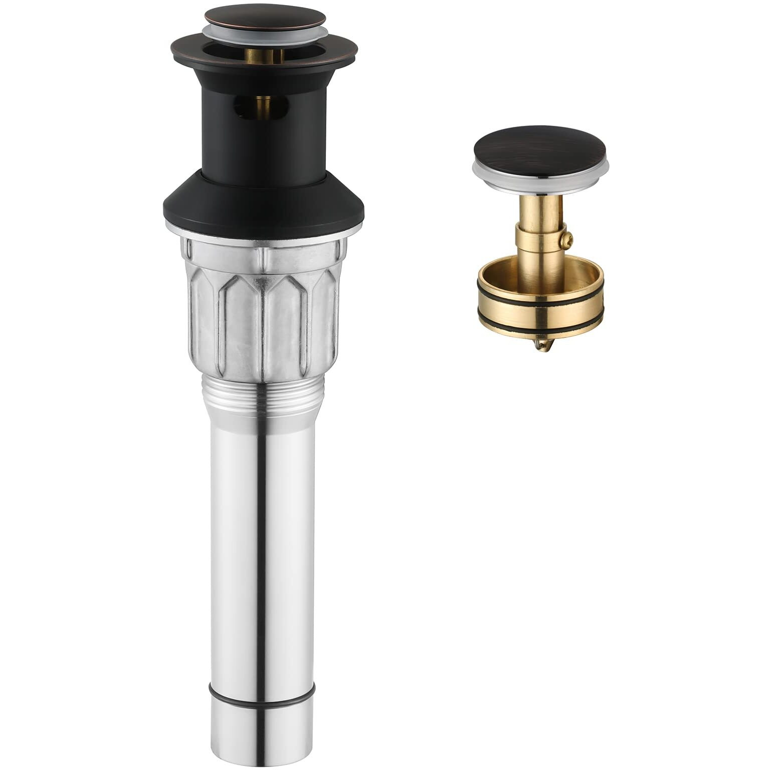 Parlos Bathroom Sink Drain With Overflow, Metal Pop Up Drain For Vessel Sink, Oil Rubbed Bronze, 2108503
