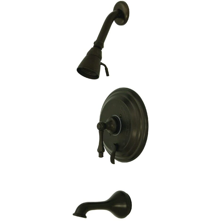 Kingston Brass Kb36350Al Restoration Tub And Shower Faucet With Metal Lever Handle, Oil Rubbed Bronze