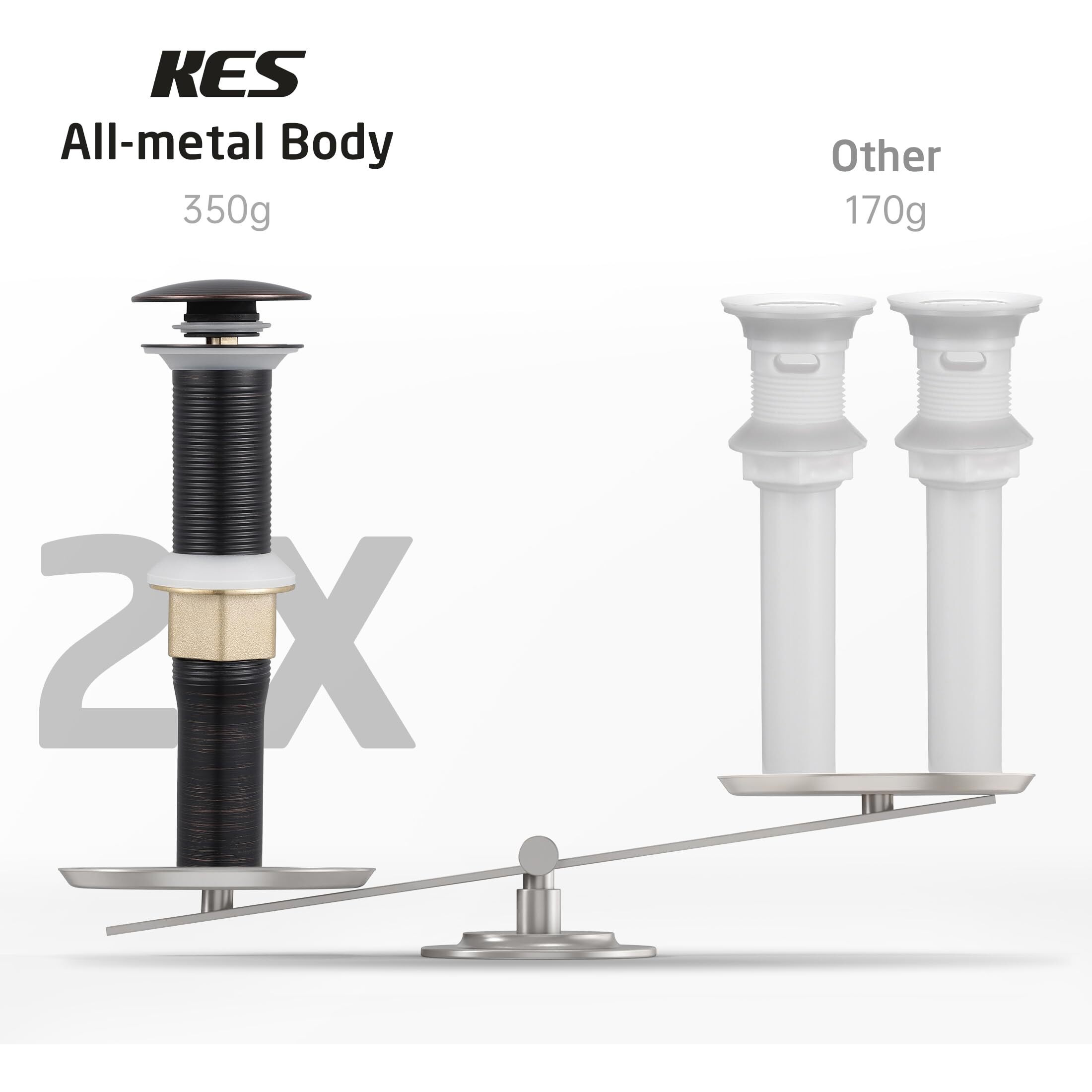 Kes Bathroom Sink Drain With Strainer Basket Hair Catcher Anti Clog Pop Up Drain Stopper Vanity Vessel Sink Without Overflow, Oil Rubbed Bronze S2013D-Orb