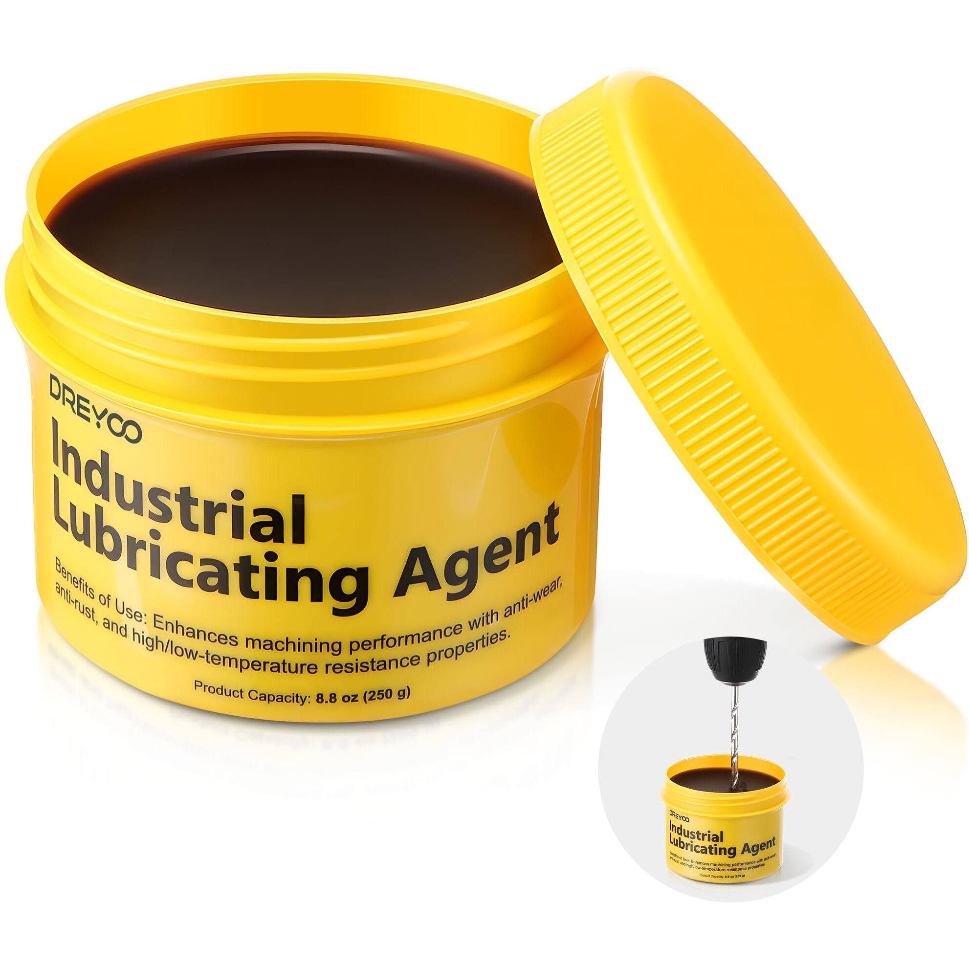 Dreyoo Cutting Paste For Drilling Metal, 8.8 Oz Jar Metal Drill Bit Cutting Oil Tapping Wax, Industrial Saw Blade Lubricant, Machine Drill Paste For Drilling, Tapping, Sawing, Milling