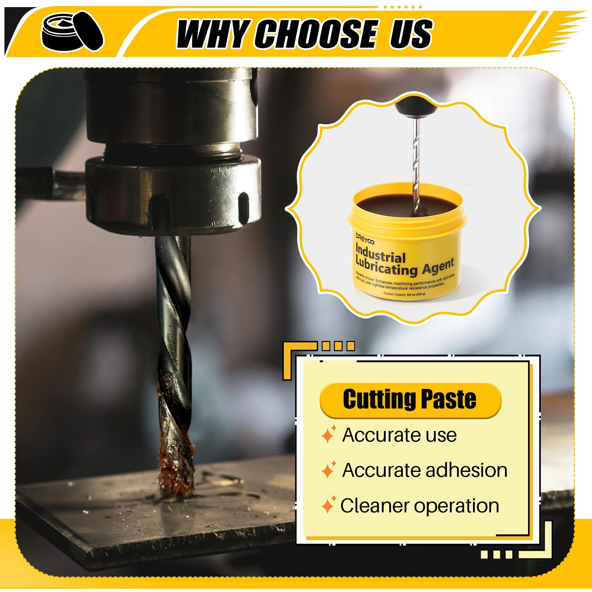 Dreyoo Cutting Paste For Drilling Metal, 8.8 Oz Jar Metal Drill Bit Cutting Oil Tapping Wax, Industrial Saw Blade Lubricant, Machine Drill Paste For Drilling, Tapping, Sawing, Milling
