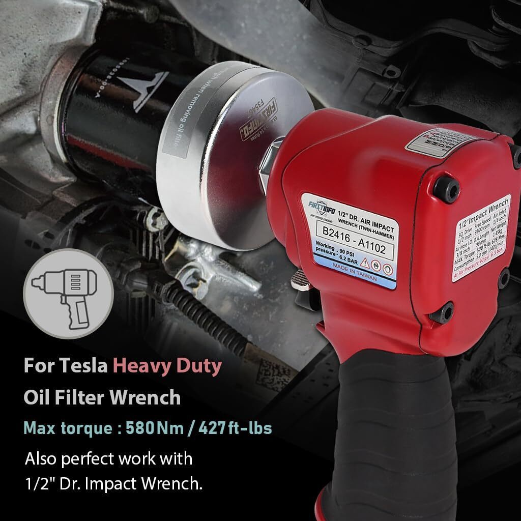 Firstinfo F3546T 1/2"" Drive 63.8Mm 14 Flutes Oil Filter Wrench, Compatible With Tesla