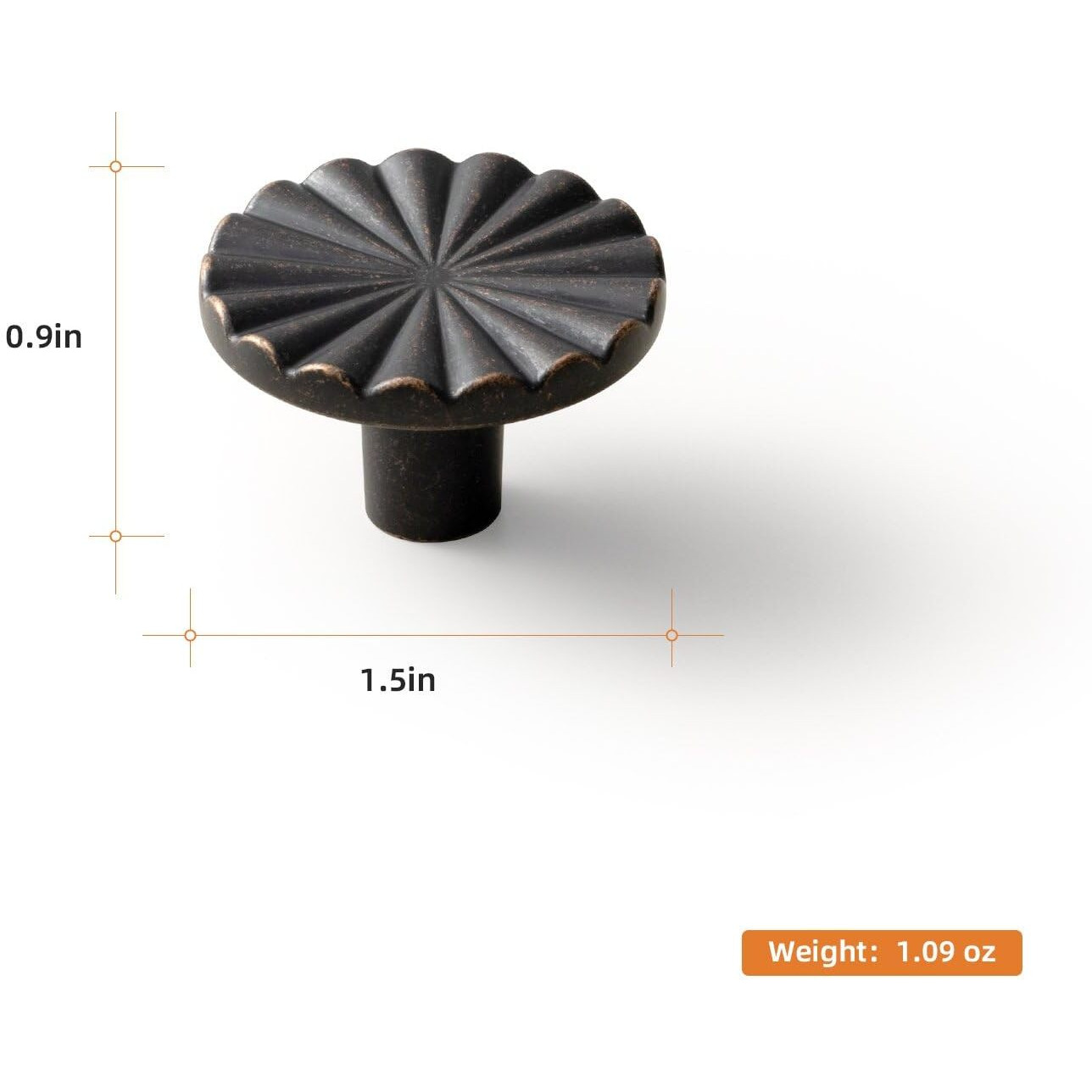 Goo-Ki 1.5''(38Mm) Dia Antique Oil Rubbered Bronze Cabinet Knob, Big Zinc Alloy Drawer Knobs With Round Flower Design,Retro Style,6 Pack