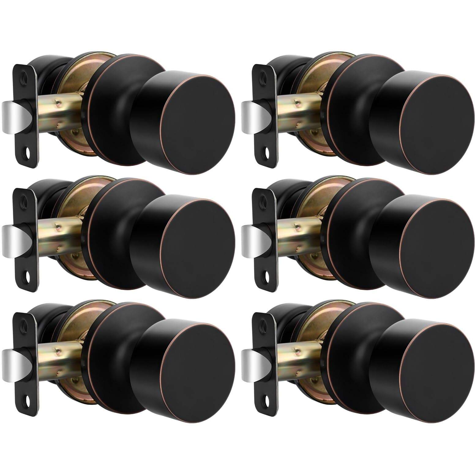 Goldenwarm Oil Rubbed Bronze Door Knobs Interior, Closet Door Knob Passage Door Knobs For Bedroom Or Bathroom (6 Pack)
