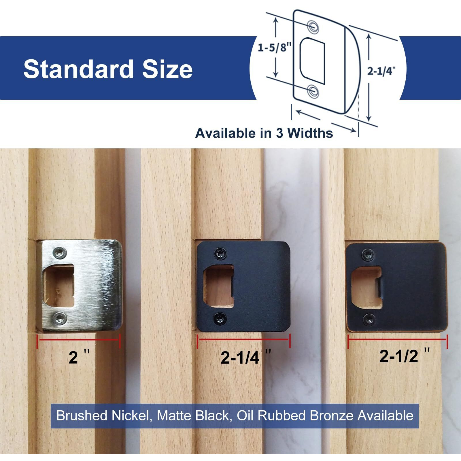 Mosecyou Extended Strike Plate 2"" X 2-1/4"", Heavy Duty Version With 1.55"", 3"" Torx/Star Screws & Bit, Extender Lip Door Latch Striker With Restorer Kit (Oil Rubbed Bronze, 1 Pack)
