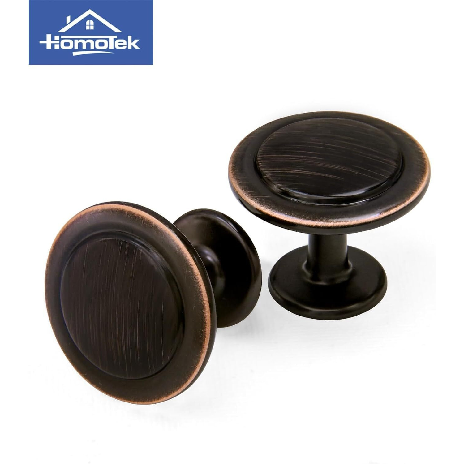 Homotek 20 Pack Cabinet Knobs Drawer Pulls Zinc Stepped Round Dresser Handles,Kitchen,Cupboard, Bathroom, Wardrobe, Cabinet Hardware,Oil Rubbed Bronze