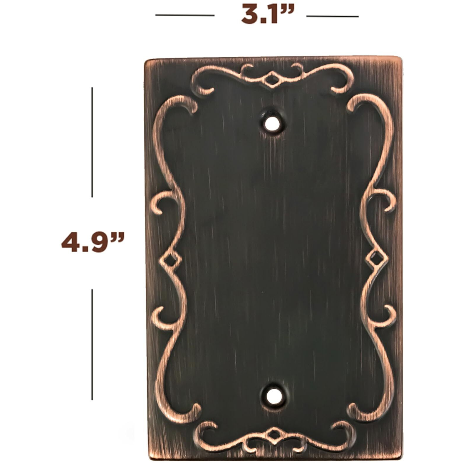 Sleeklighting | Wall Plates Decorative Regal Scrollwork Oil Rubbed Bronze | Electric Outlet And Switch Covers| Style 1 Gang Blank (2 Pack)