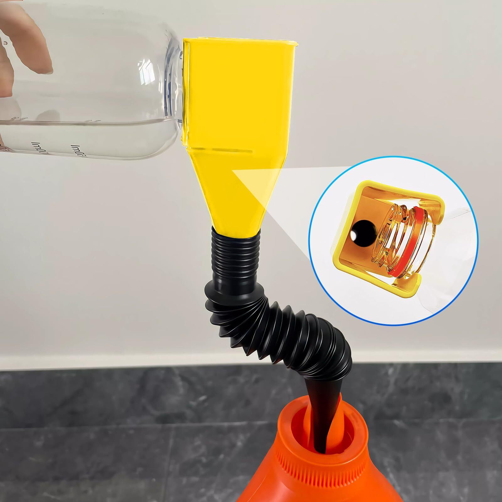 Onenine 5Pcs Flexible Draining Tool Snap Funnel, 2023 New Universal Plastic Clasp Funnel, Multi-Function Convenient Large Funnels Wide Mouth For Automotive Oil And Household Uses