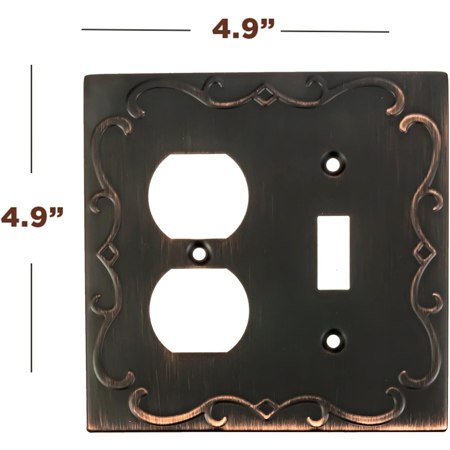 Sleeklighting | Wall Plates Decorative Regal Scrollwork Oil Rubbed Bronze | Electric Outlet And Switch Covers| Style Toggle/Duplex (1 Pack)