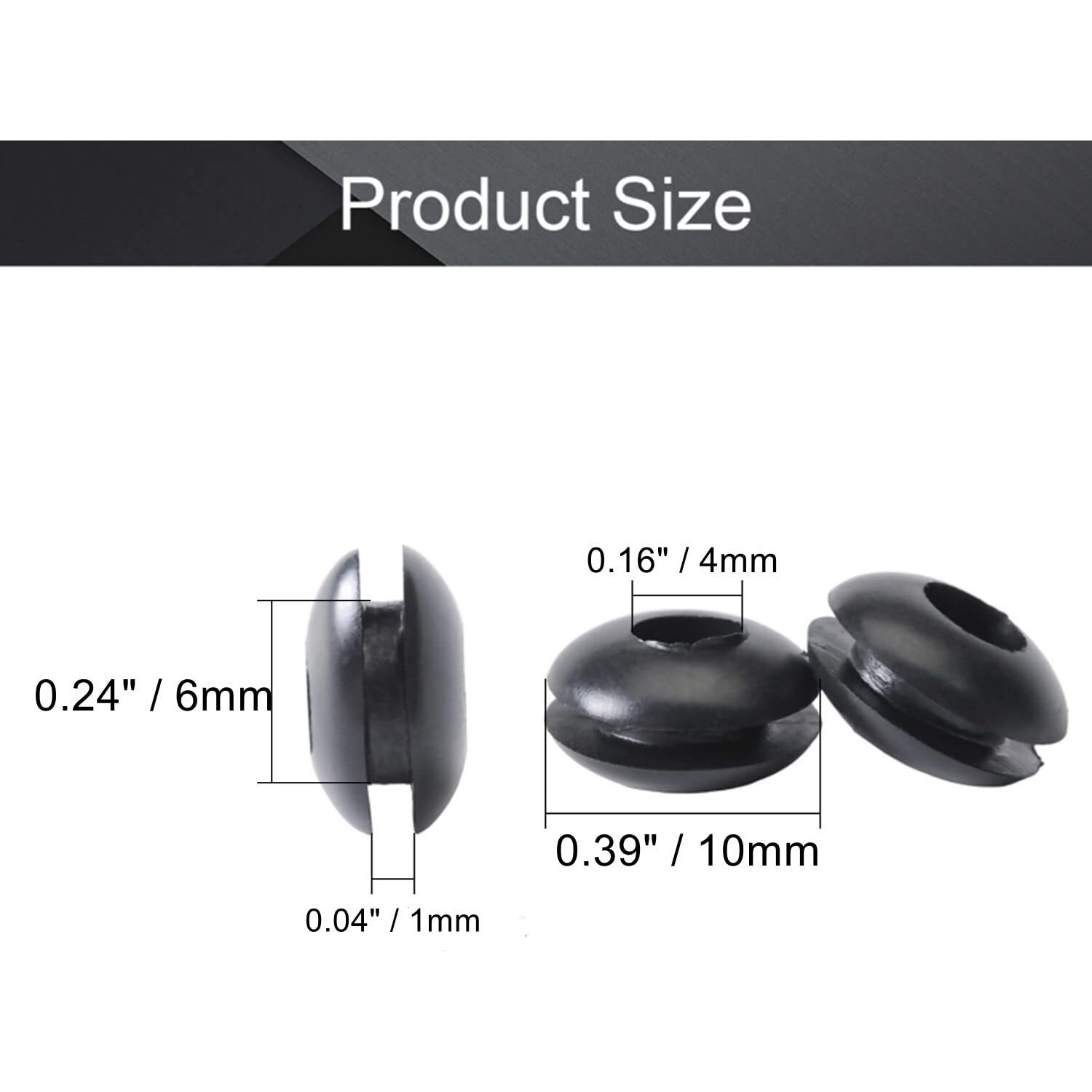 Fielect 500Pcs Rubber Grommet 4Mm Inner Dia Oil Resistant Armature Rubber Grommets For Wiring Cable Black