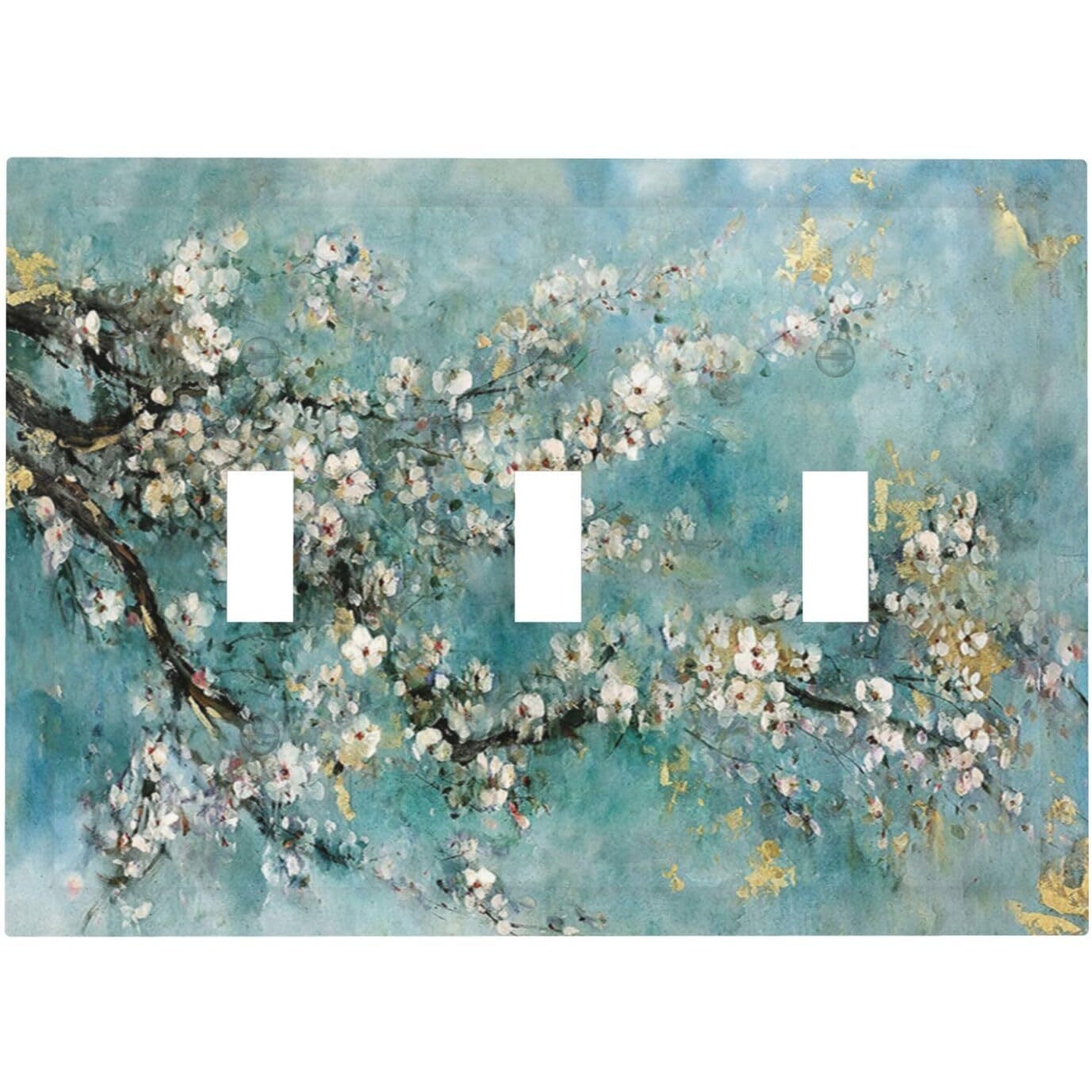 Wpshijia Abstract Flower Oil Painting 3 Gang Light Switch Covers Triple Toggle Wall Plate Decorative Switchplate Electrical Faceplate For Livingroom Bedroom Bathroom Decor