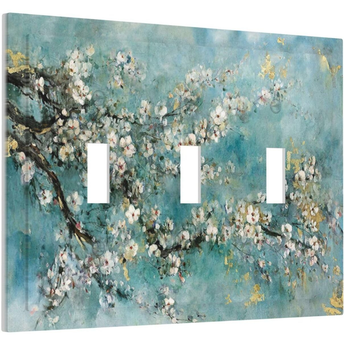 Wpshijia Abstract Flower Oil Painting 3 Gang Light Switch Covers Triple Toggle Wall Plate Decorative Switchplate Electrical Faceplate For Livingroom Bedroom Bathroom Decor