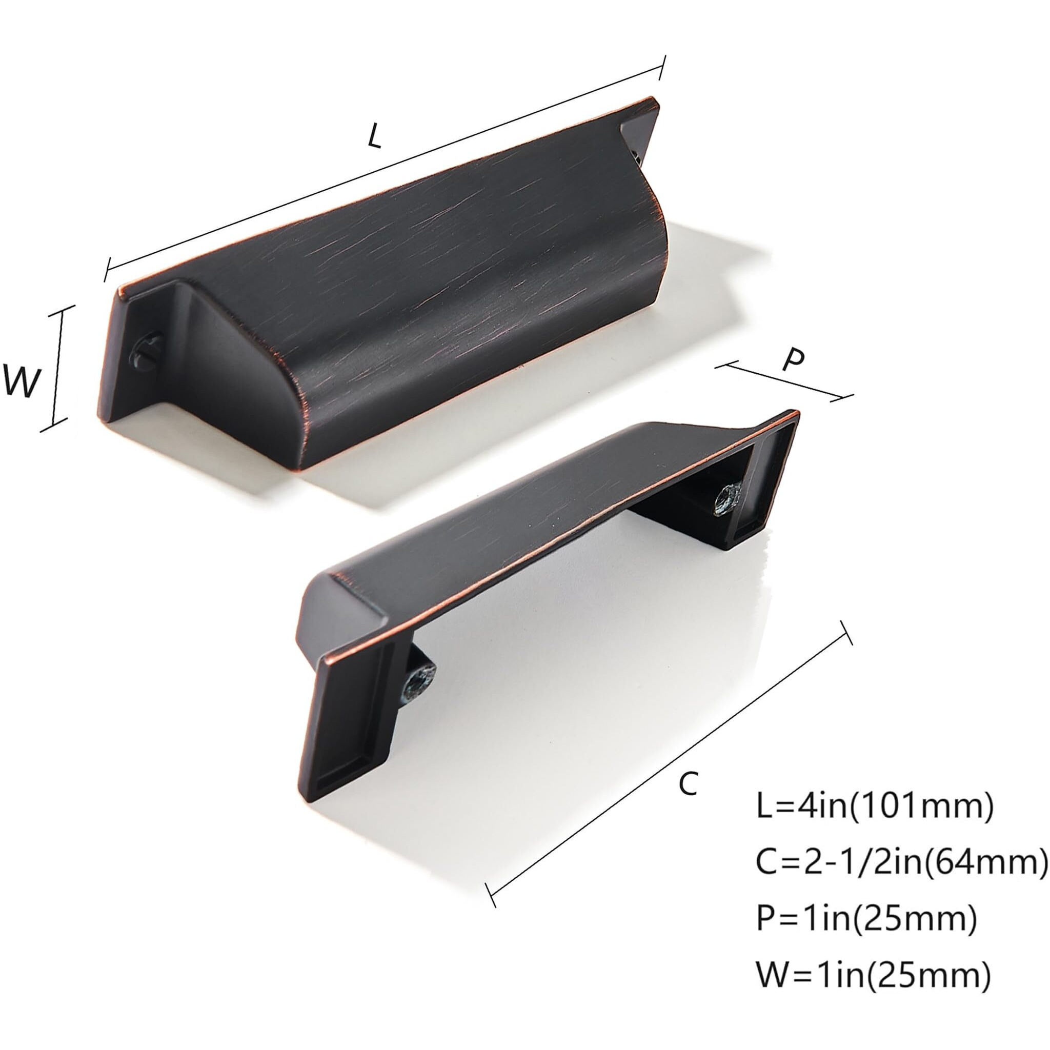 Zauyx 2 Pack 2-1/2 Inch Center To Center Oil Rubbed Bronze Cabinet Cup Pulls Drawer Pulls Kitchen Hardware Channing Cup Pulls Drawer Handles Knobs 2.5 Inch Hole Center