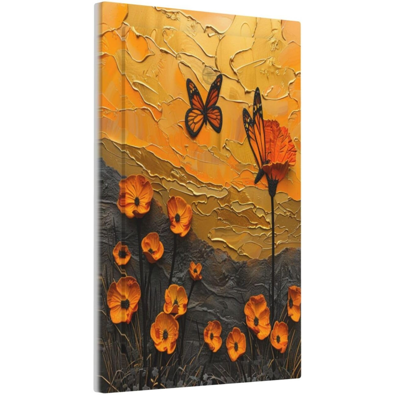 Xuejiaku Light Switch Cover Oil Painting Abstract Orange Butterfly Flower 1 Gang Wall Plate Cover No Device Blank Decorative Outlet Covers Electrical Switchplate For Bedroom Home Decor