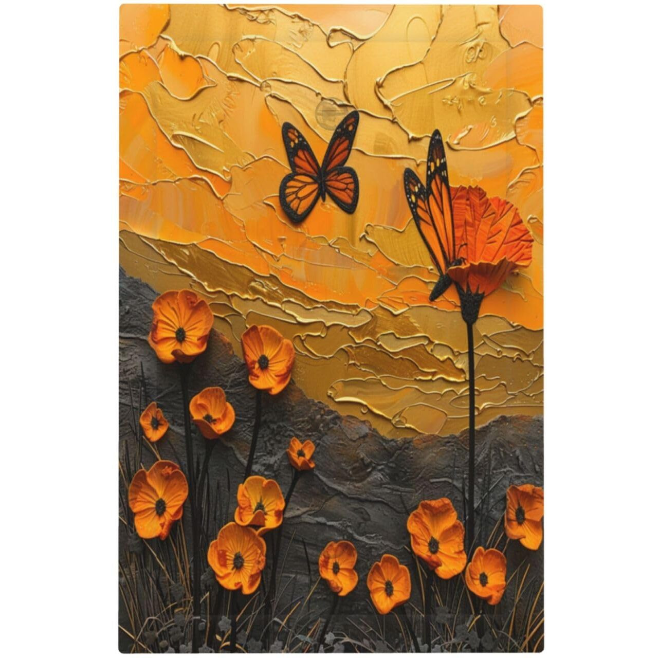 Xuejiaku Light Switch Cover Oil Painting Abstract Orange Butterfly Flower 1 Gang Wall Plate Cover No Device Blank Decorative Outlet Covers Electrical Switchplate For Bedroom Home Decor