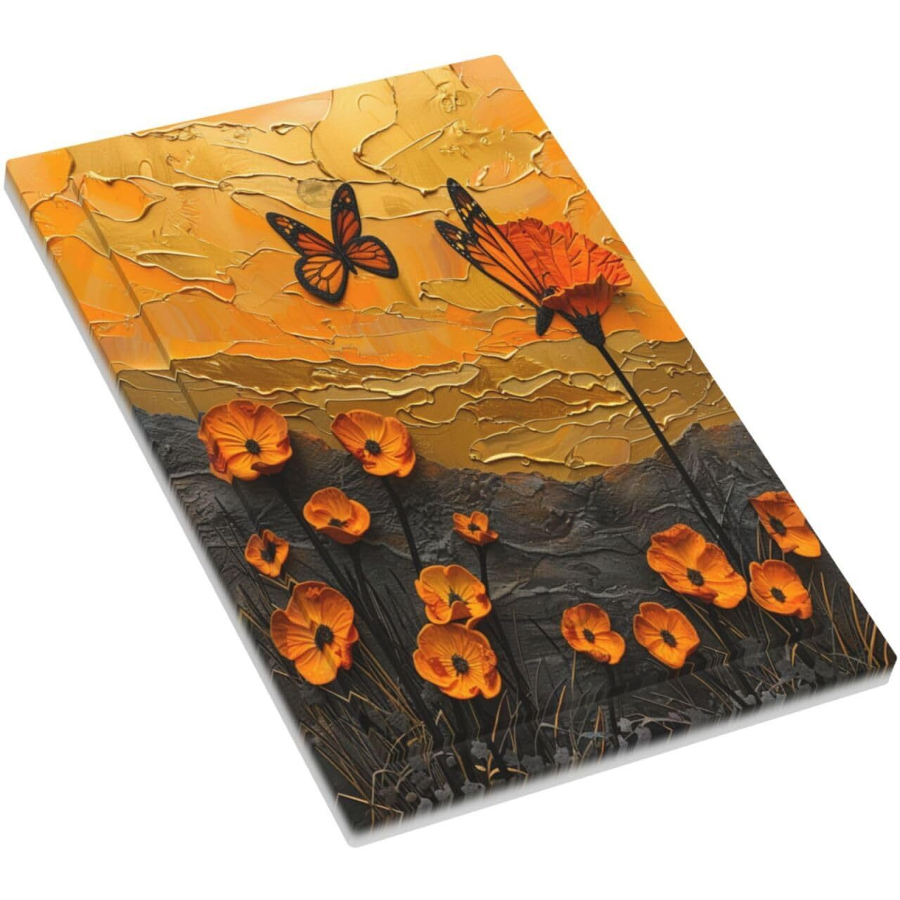 Xuejiaku Light Switch Cover Oil Painting Abstract Orange Butterfly Flower 1 Gang Wall Plate Cover No Device Blank Decorative Outlet Covers Electrical Switchplate For Bedroom Home Decor