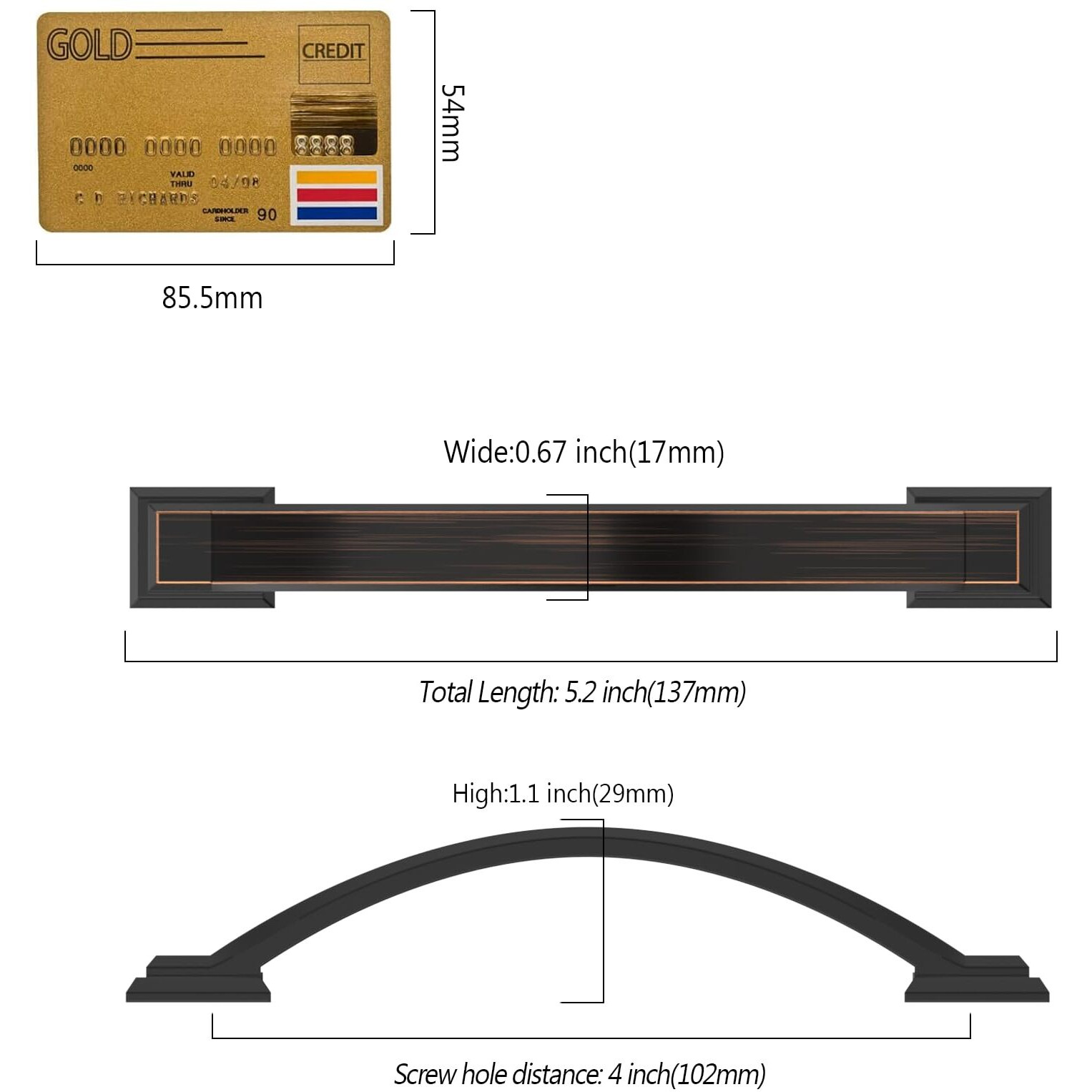 Coinkoly 10 Pack Oil Rubbed Bronze Cabinet Pulls 4''(102Mm) Hole Centers,Cabinet Handles,Hardware For Cabinets,Kitchen Cabinet Handle,Arch Cabinet Handles For Bathroom Dresser Drawer Handles