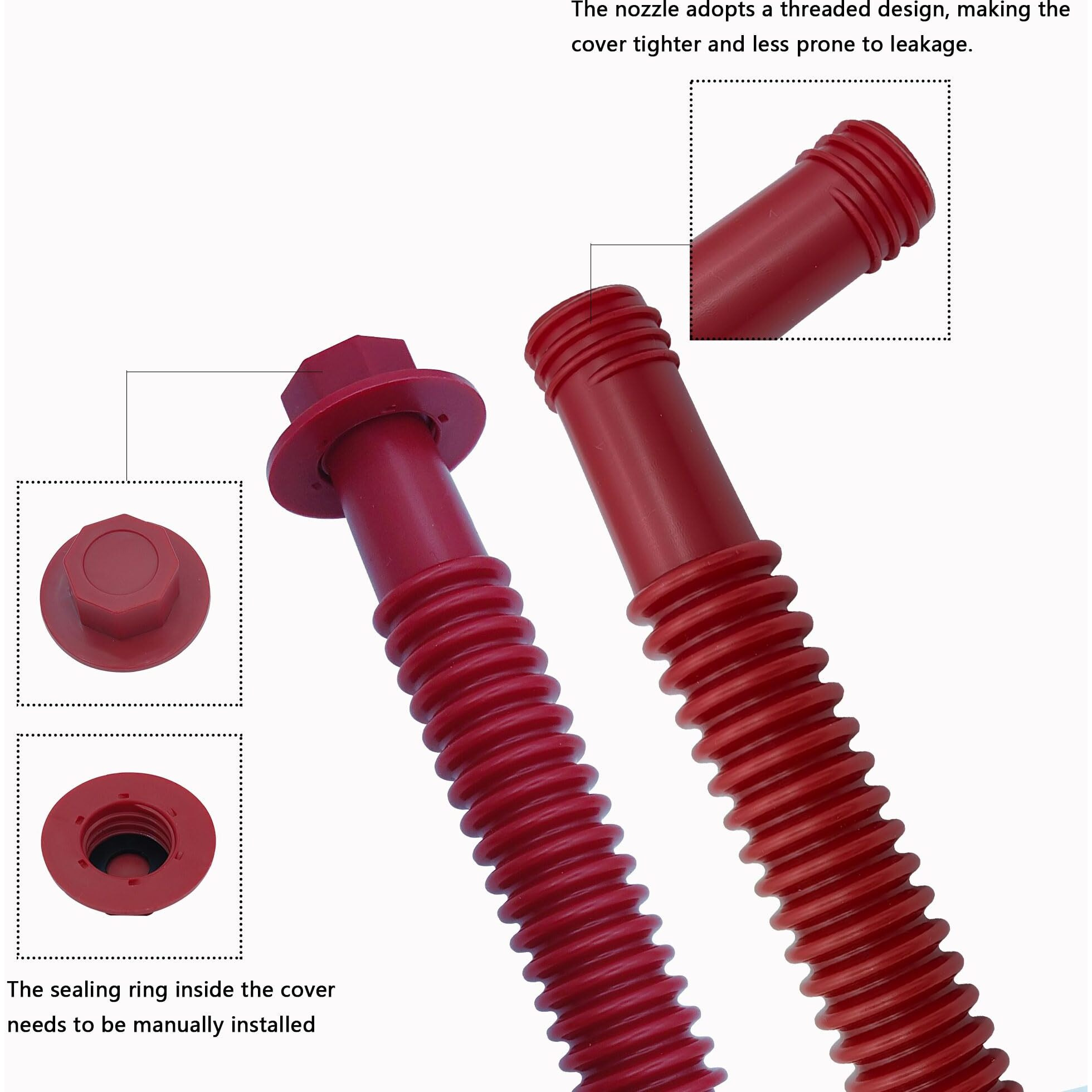 Gas Can Spout Replacement Kit, Old Style Gas Can Nozzle For Easy Installation, Flexible Pouring Nozzle Compatible With Most 1/2/5/10 Gallon Oil Cans (6 Kit-Red)