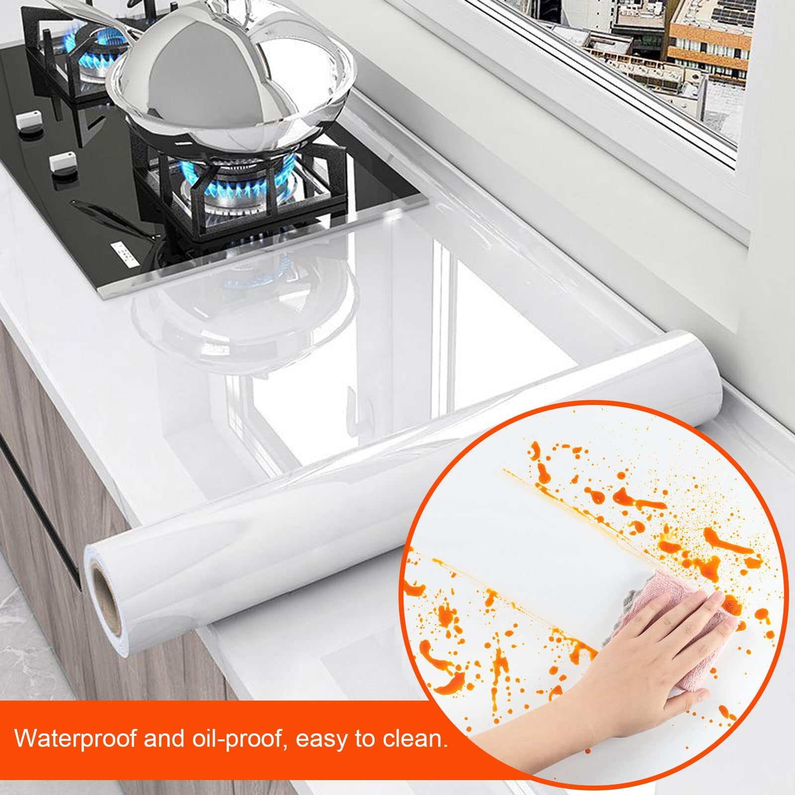 Snkxu Clear Contact Paper, Protection For Kitchen Backsplash Tiles, Cabinets, Walls, And Shelves. Waterproof And Oil-Proof Peel And Stick Covering(15.7X197 Inches)