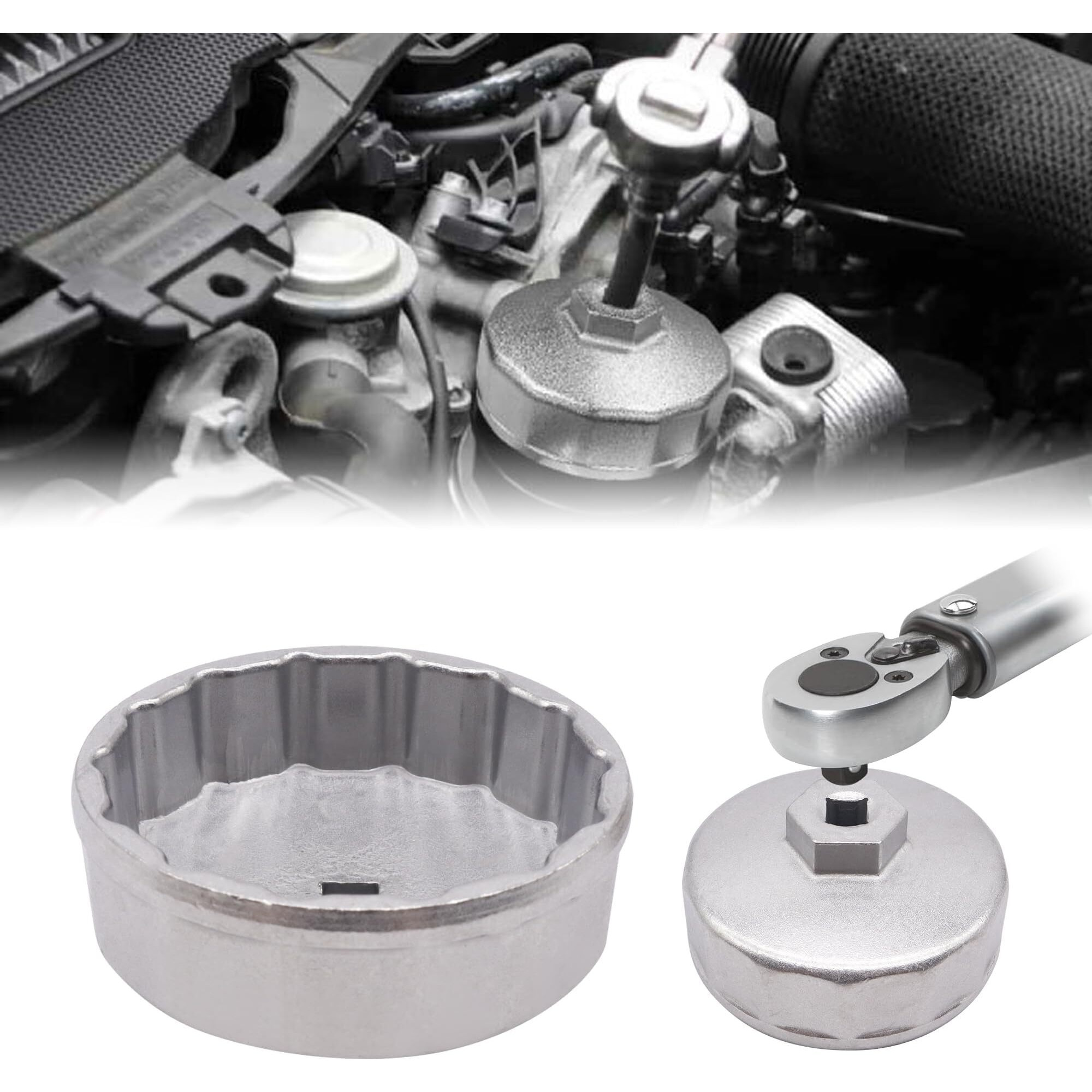 Oxcano 74Mm 14 Flutes Heavy Duty Oil Filter Wrench, Oil Filter Removal Tool Compatible With Volkswagen, Mercedes Benz, Vw, Audi, Porsche, Mazda, Sprinter, Select Mobil1, Bosch And Mahle