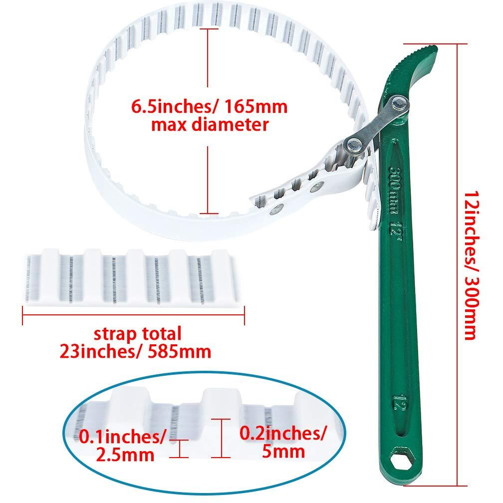 Skelang Adjustable Strap Wrench - 12"" Multi-Purpose Steel Wire Belt Wrench For Replacing Water Filter, Oil Filter, Pipe Joints