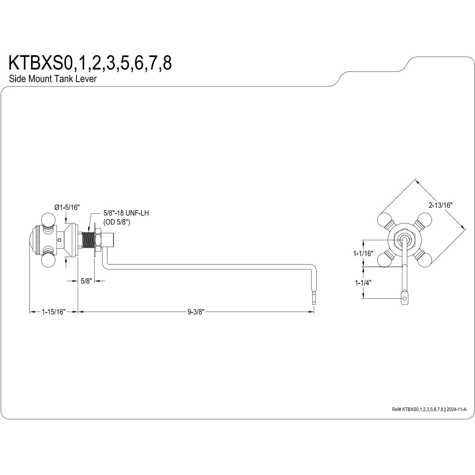 Kingston Brass Ktbxs5 Buckingham Side Mount Toilet Tank Lever, Oil Rubbed Bronze