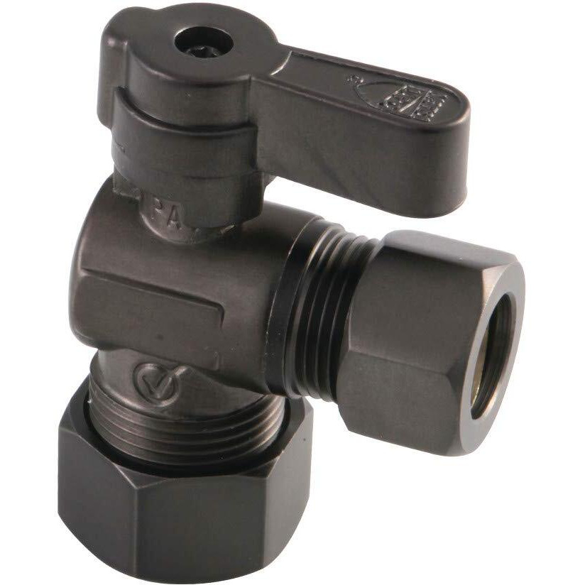 Kingston Brass Kf5440Orb 5/8-Inch 1/2-Inch Od Comp Angle Stop Valve, 5/8"" O.D Comp X 1/2"" O.D Comp, Oil Rubbed Bronze