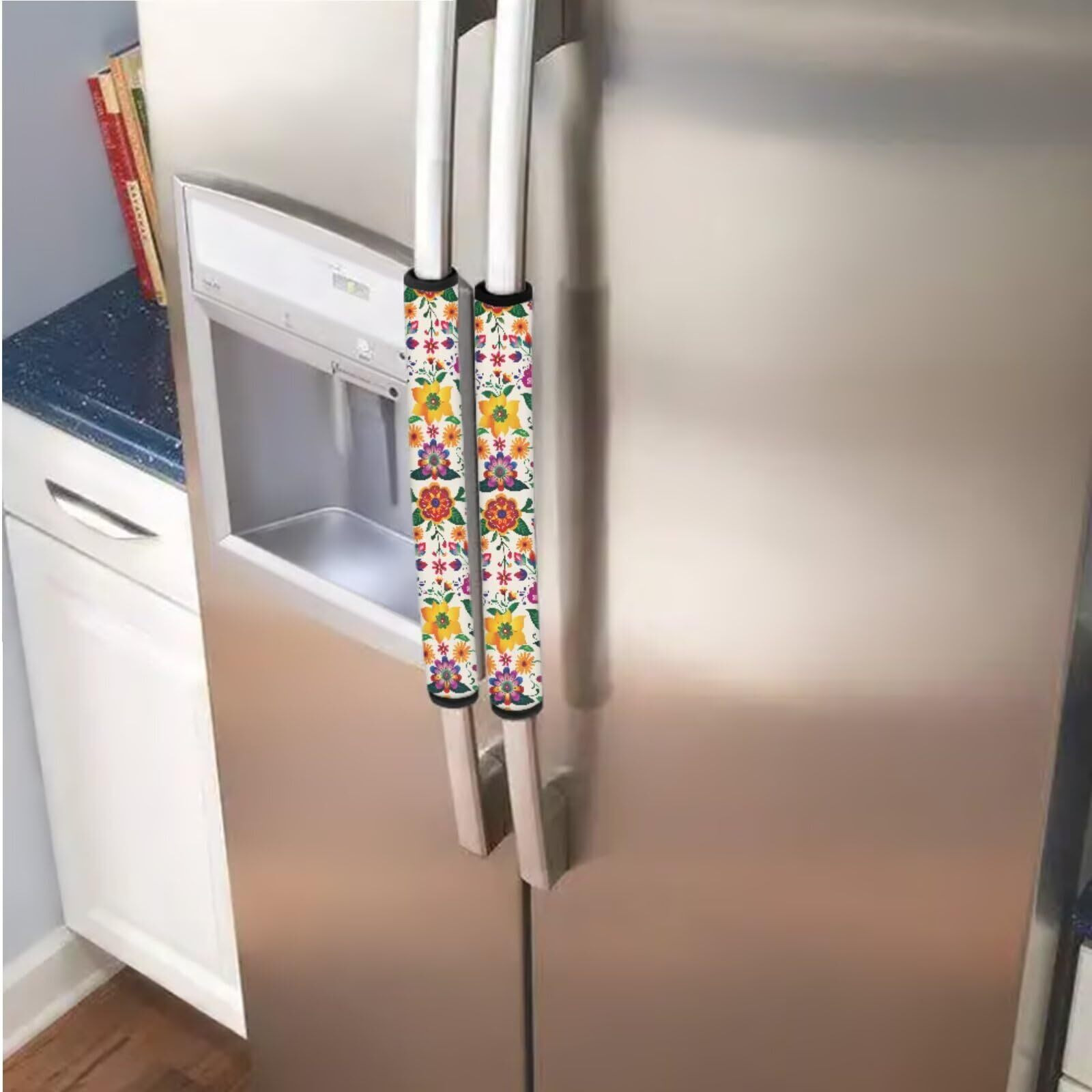 Garucesta 6 Pieces Refrigerator Microwave Door Handle Covers Electric Appliances Handle Cover Protector Keep Clean And Protected From Oil Stains, Fingerprints, Liquids, Flower