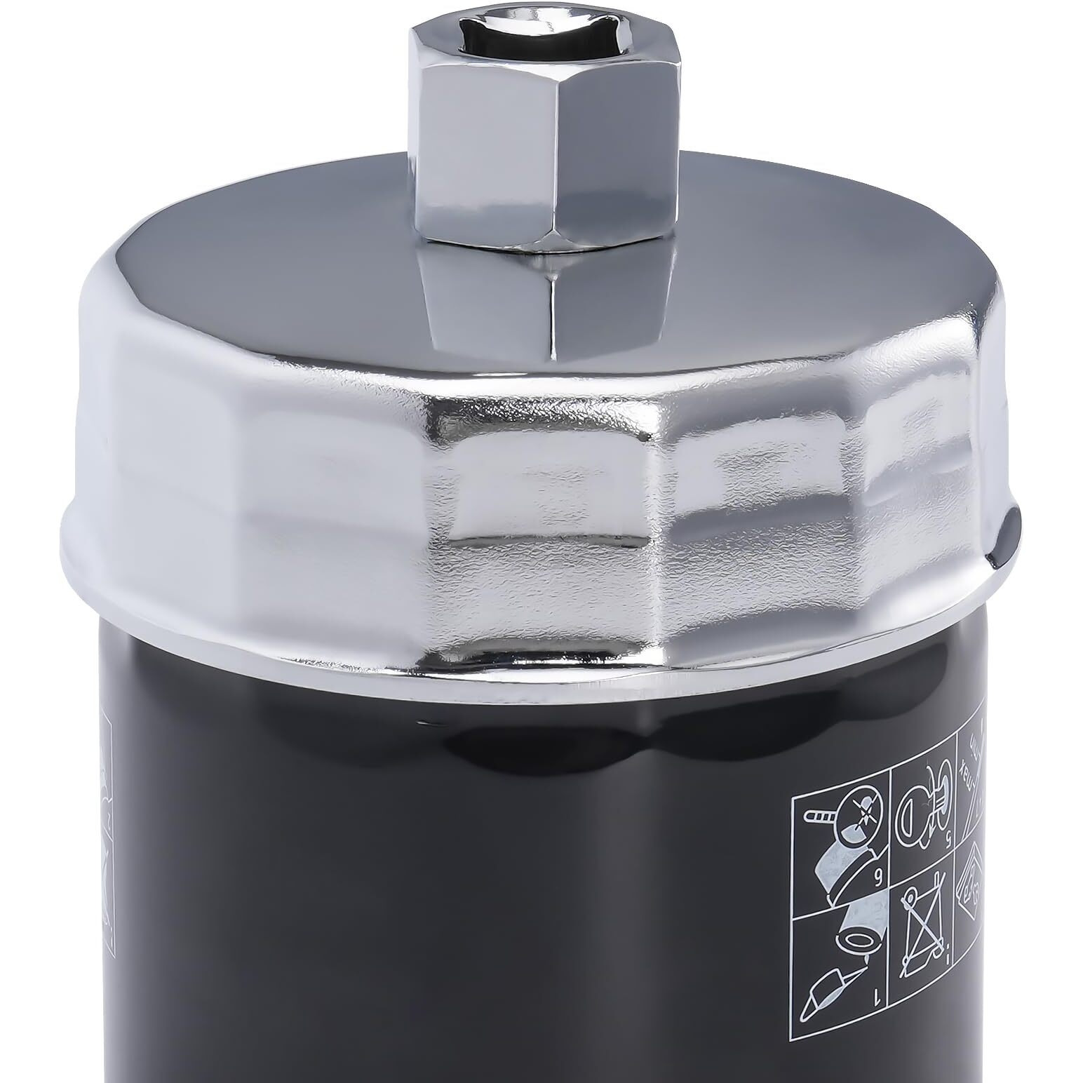 Elechoi 74Mm 14Flutes Oil Filter Cap Wrench Removal Tool Socket Compatible With Mercedes Benz, Audi, Sprinter, Vw, Porsche, Volkswagen, Mazda, Heavy-Duty Silver Alloy Steel