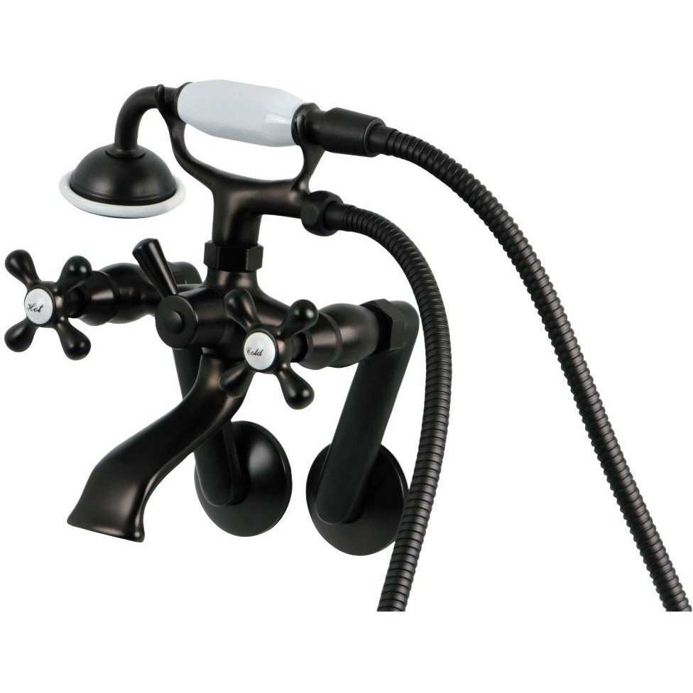 Kingston Brass Ks269Orb Vintage Wall Mount Clawfoot Tub Filler With Hand Shower, Oil Rubbed Bronze , Oil-Rubbed Bronze 9.13 X 7.5 X 6