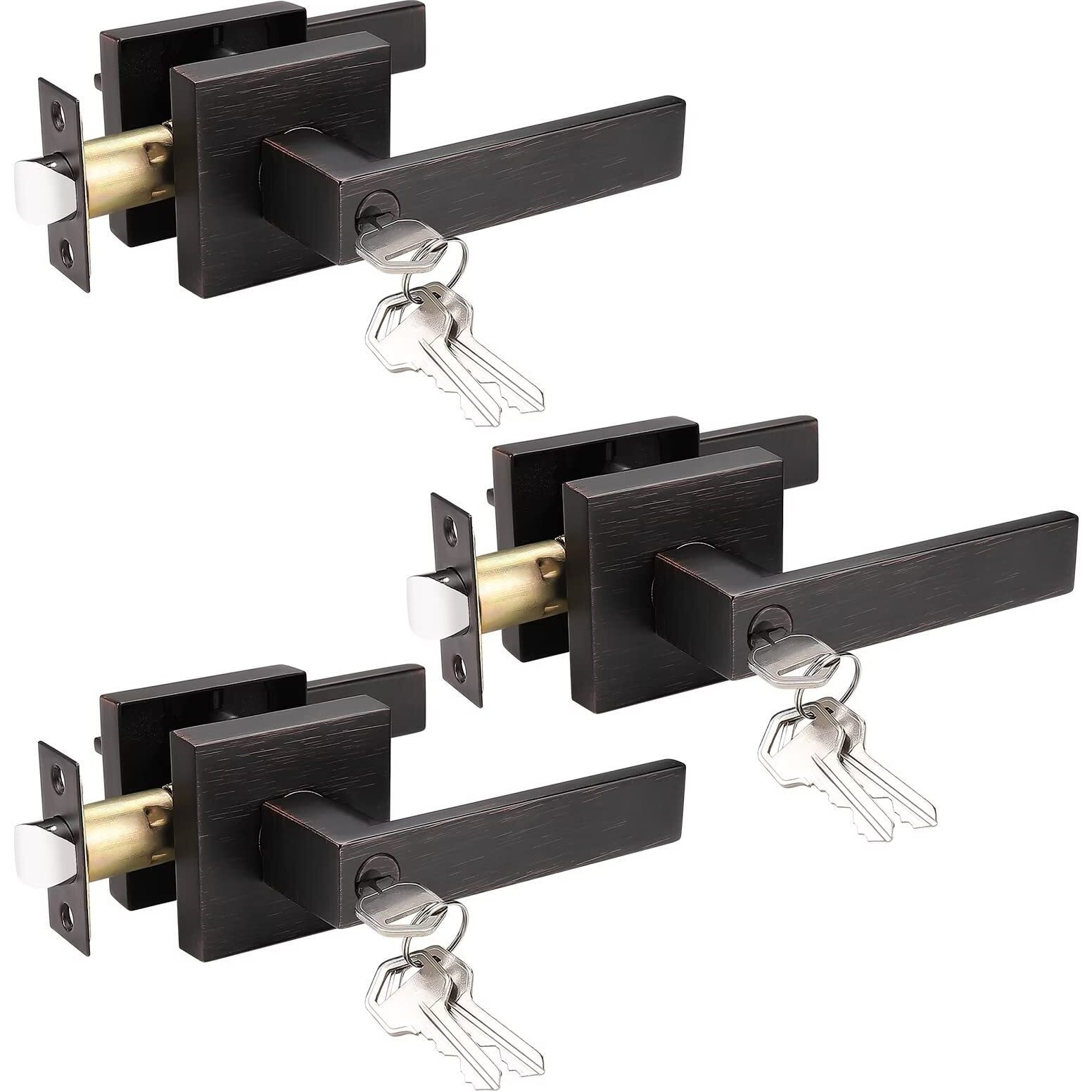 Knobelite Oil Rubbed Bronze Key Lock Door Knocker, Easy Installation, Anti-Sawing Protection, 60Mm Or 70Mm Backset, Stainless Steel With Oil Rubbed Bronze Finish