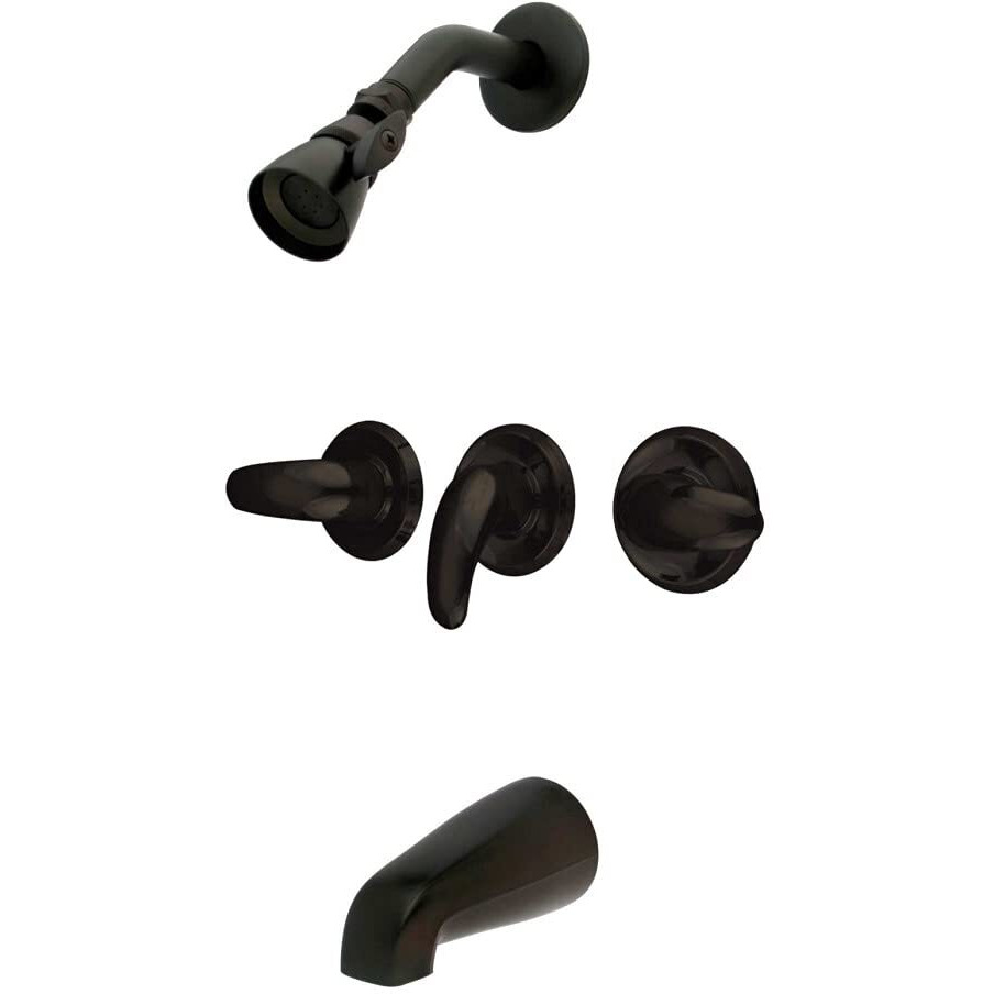 Kingston Brass Kb235Ll Tub And Shower Faucet With 3-Legacy Lever Handle, Oil Rubbed Bronze