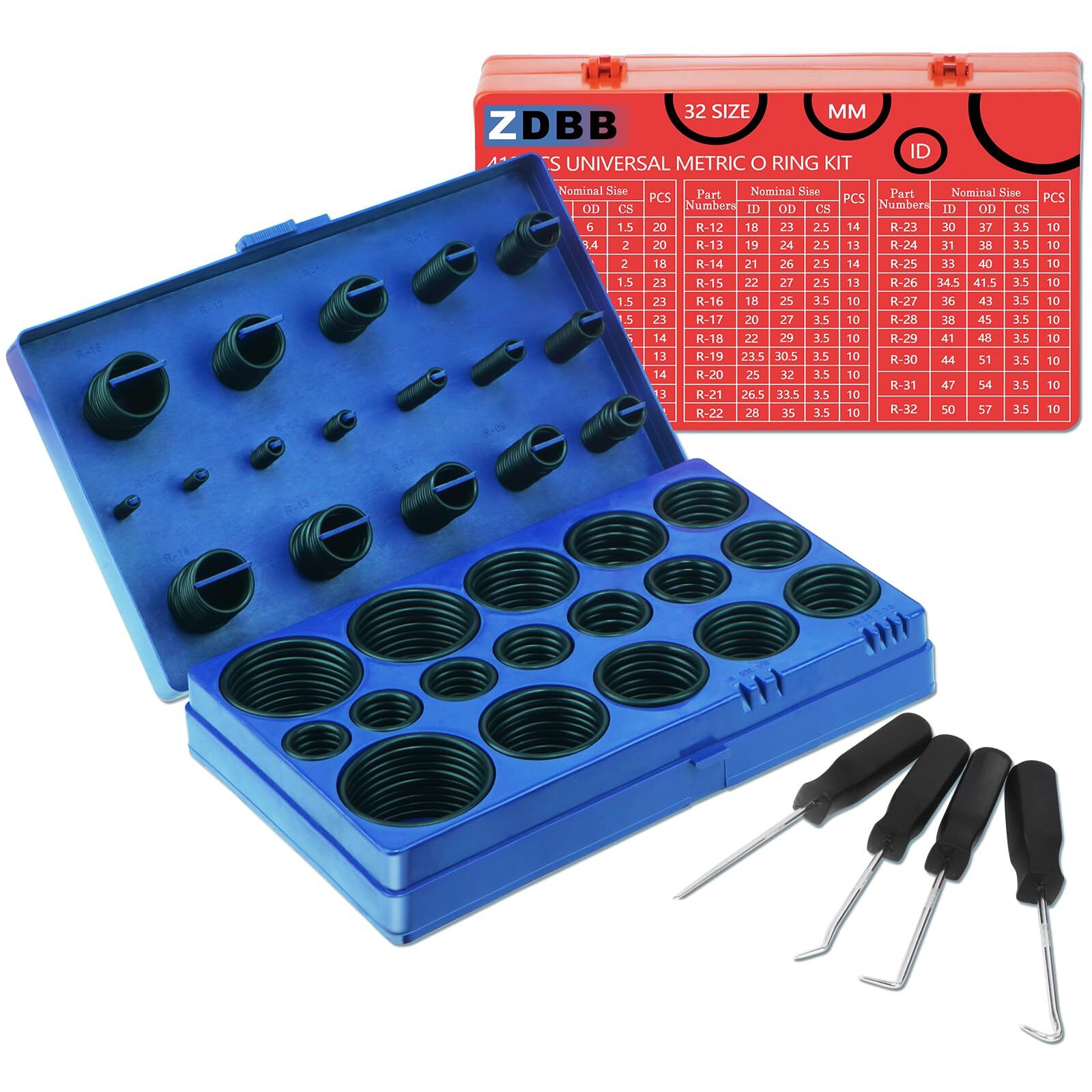 Zdbb 826 Pcs Universal Rubber O Ring Assortment Kit In Inch Standard Sae O-Rings And Metric Oring Set For Automotive Plumbing Faucet Repair, Air Or Gas Connections,Resist Oil And Heat