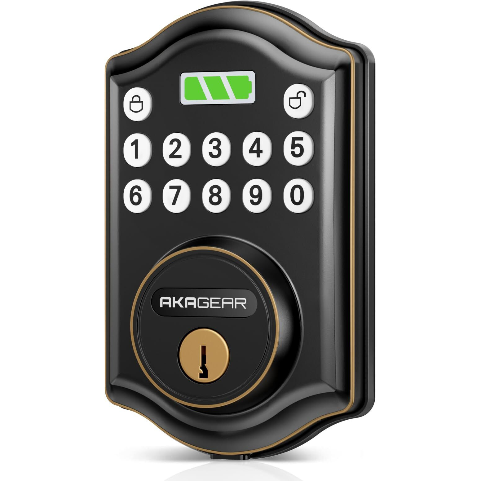 Akagear Keyless Entry Door Lock With Keypad - Smart Deadbolt For Front Door With 2 Keys - Auto Lock - Easy Installation - Ds10 Mini (Oil Rubbed Bronze)