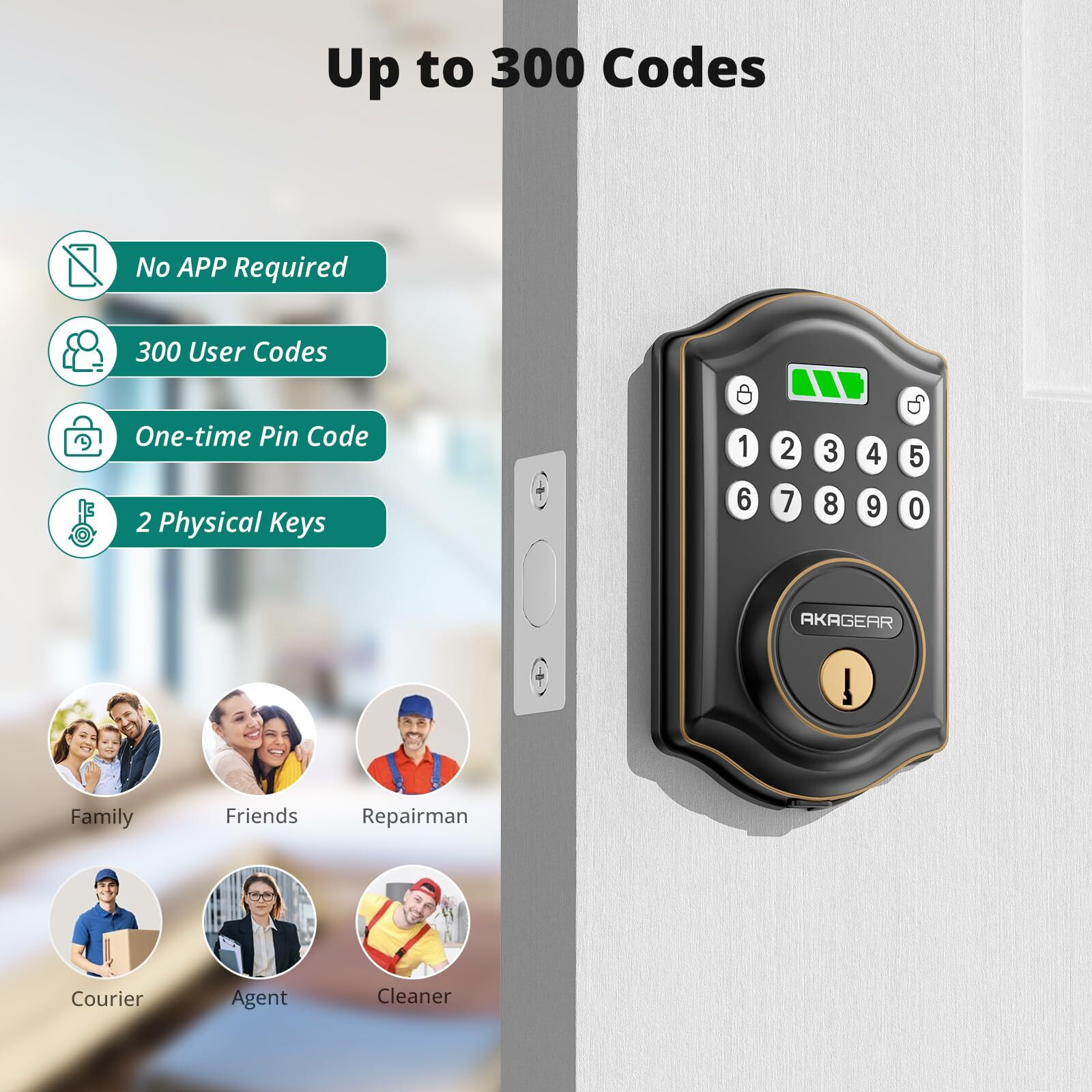 Akagear Keyless Entry Door Lock With Keypad - Smart Deadbolt For Front Door With 2 Keys - Auto Lock - Easy Installation - Ds10 Mini (Oil Rubbed Bronze)