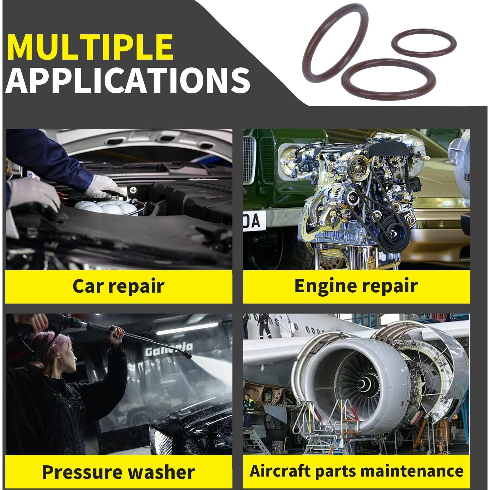 Zdbb 382 Pcs Sae Fkm Viton O Ring Assortment Kit 30 Sizes Fluorocarbon Oring For Aviation Car Engines Cylinders Hydraulic Plumbing Various Industrial Chemical High Temperature And Oil Resistance