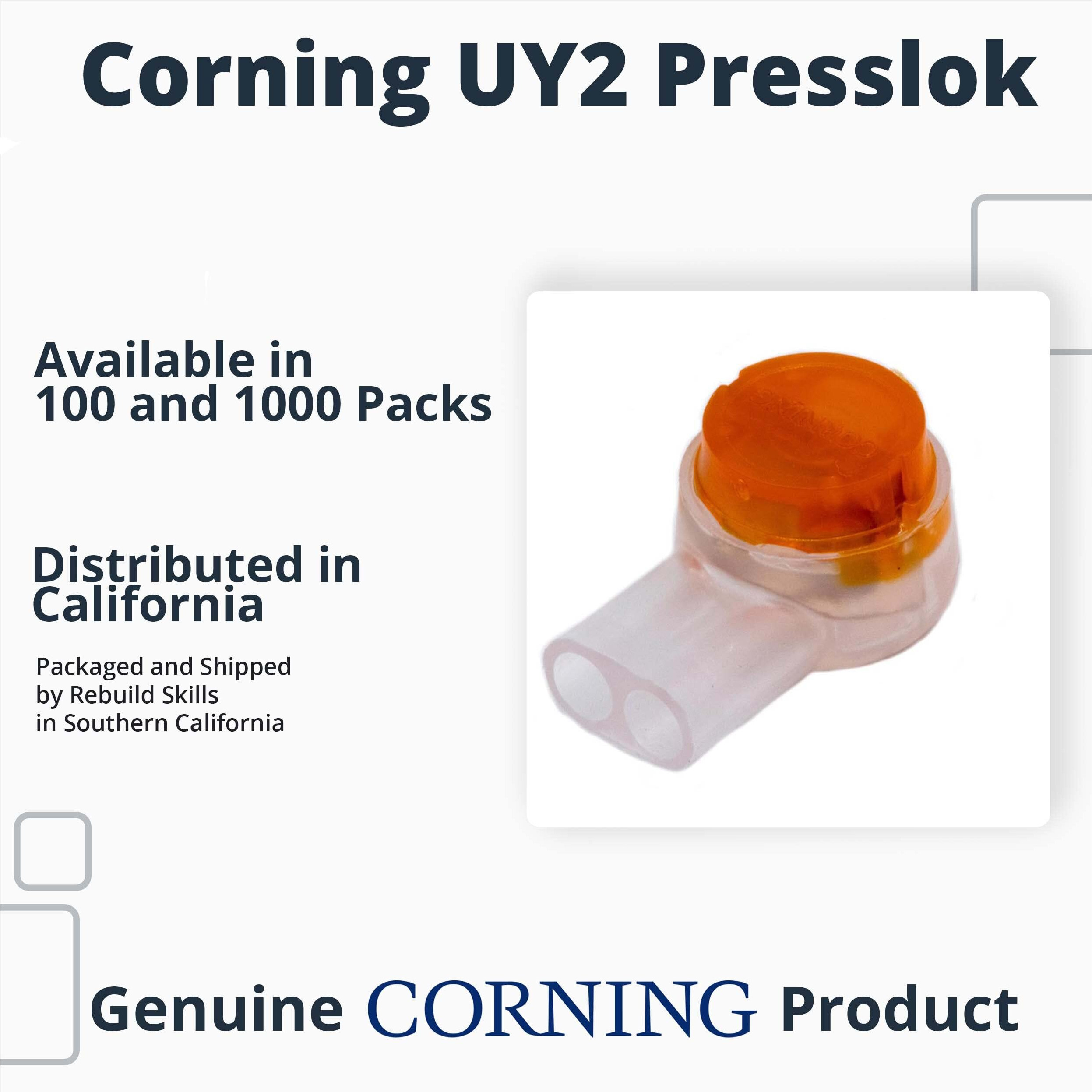 Rebuild Skills Corning Uy2 100Pk Presslok Connector Solvent Resistant Splice Terminals For Wires, Electrical, Automotive, Data, Oil, Telephone (100)