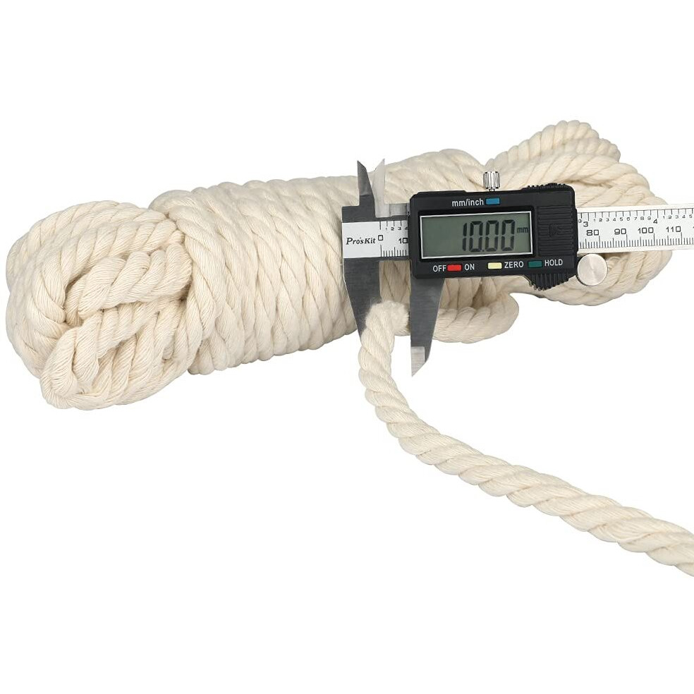 Jijacraft 3/8Inch Cotton Rope - 10Mm X 32Ft White Macrame Cord, 4Ply Clothesline Ropes For Diy Crafts, Outdoor, Nautical, Toys