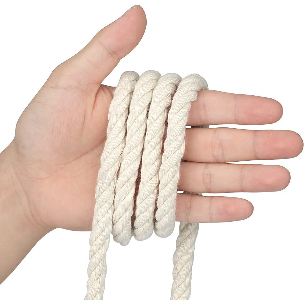 Jijacraft 3/8Inch Cotton Rope - 10Mm X 32Ft White Macrame Cord, 4Ply Clothesline Ropes For Diy Crafts, Outdoor, Nautical, Toys