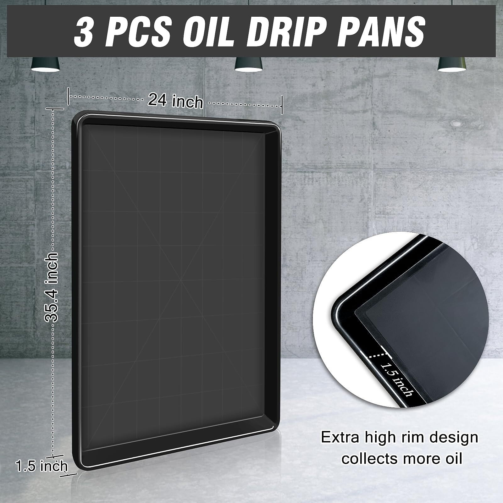 3 Pcs Extra Large Oil Drip Pan 35.4 X 24 X1.5 Inches Under Car Plastic Auto Oil Drip Tray Car Oil Catch Pan Replacement Tray For Garage Floor